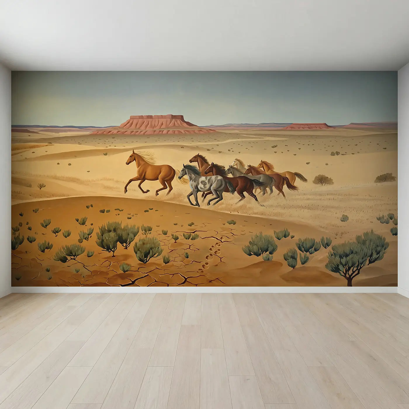 Full view of Wild Horse Mesa Gallop Wallpaper Mural by Whimsy Tots