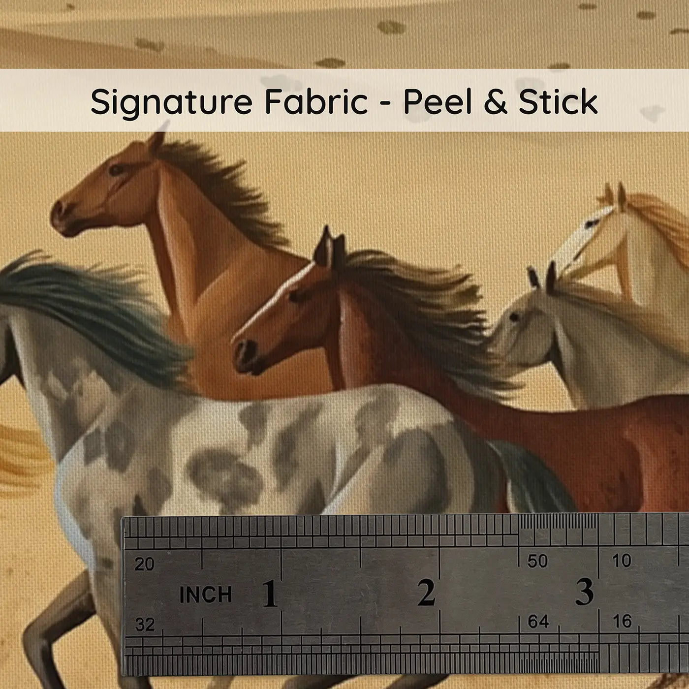 Fabric texture close-up of Wild Horse Mesa Gallop Wallpaper Mural by Whimsy Tots