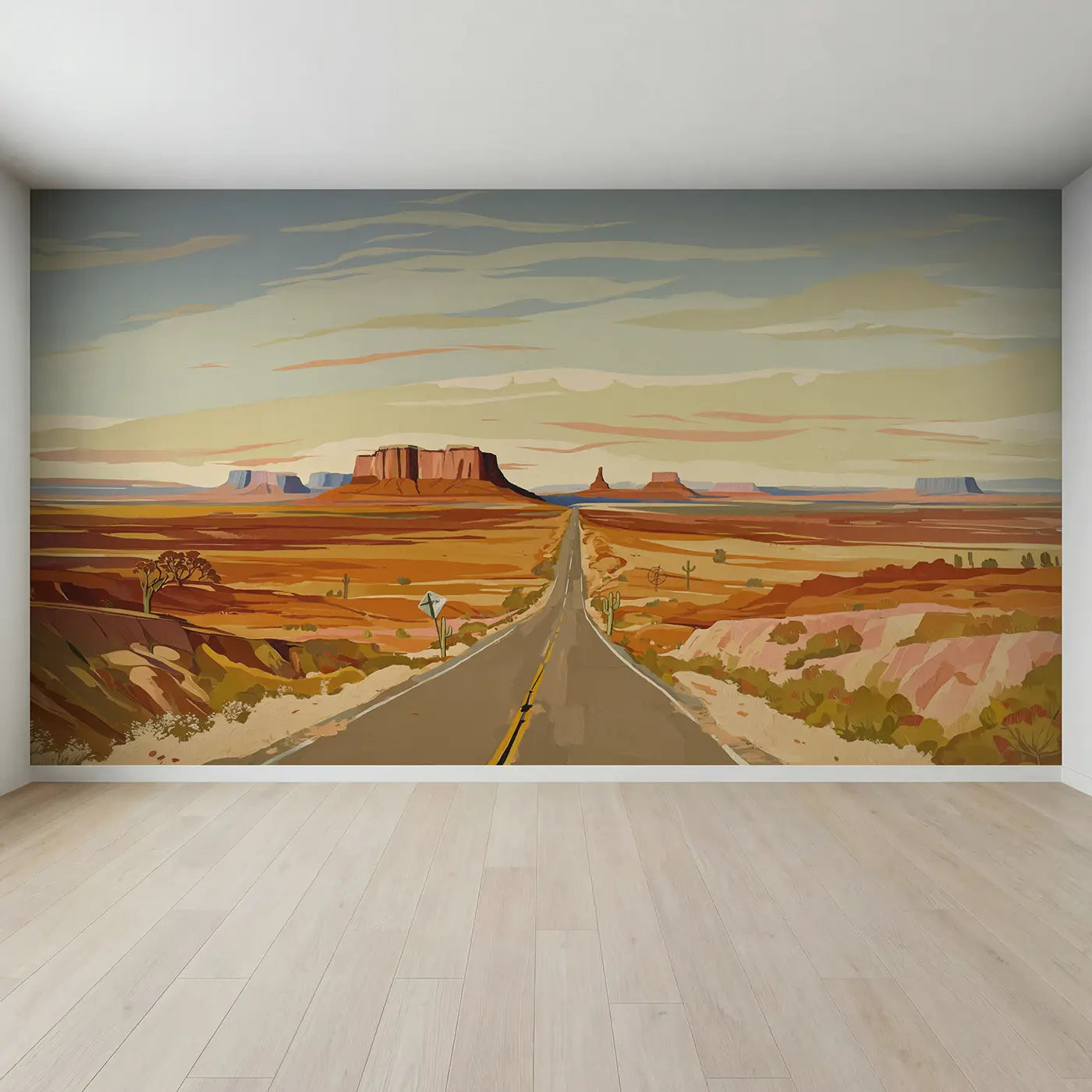 Full view of Endless Desert Highway Wallpaper Mural by Whimsy Tots