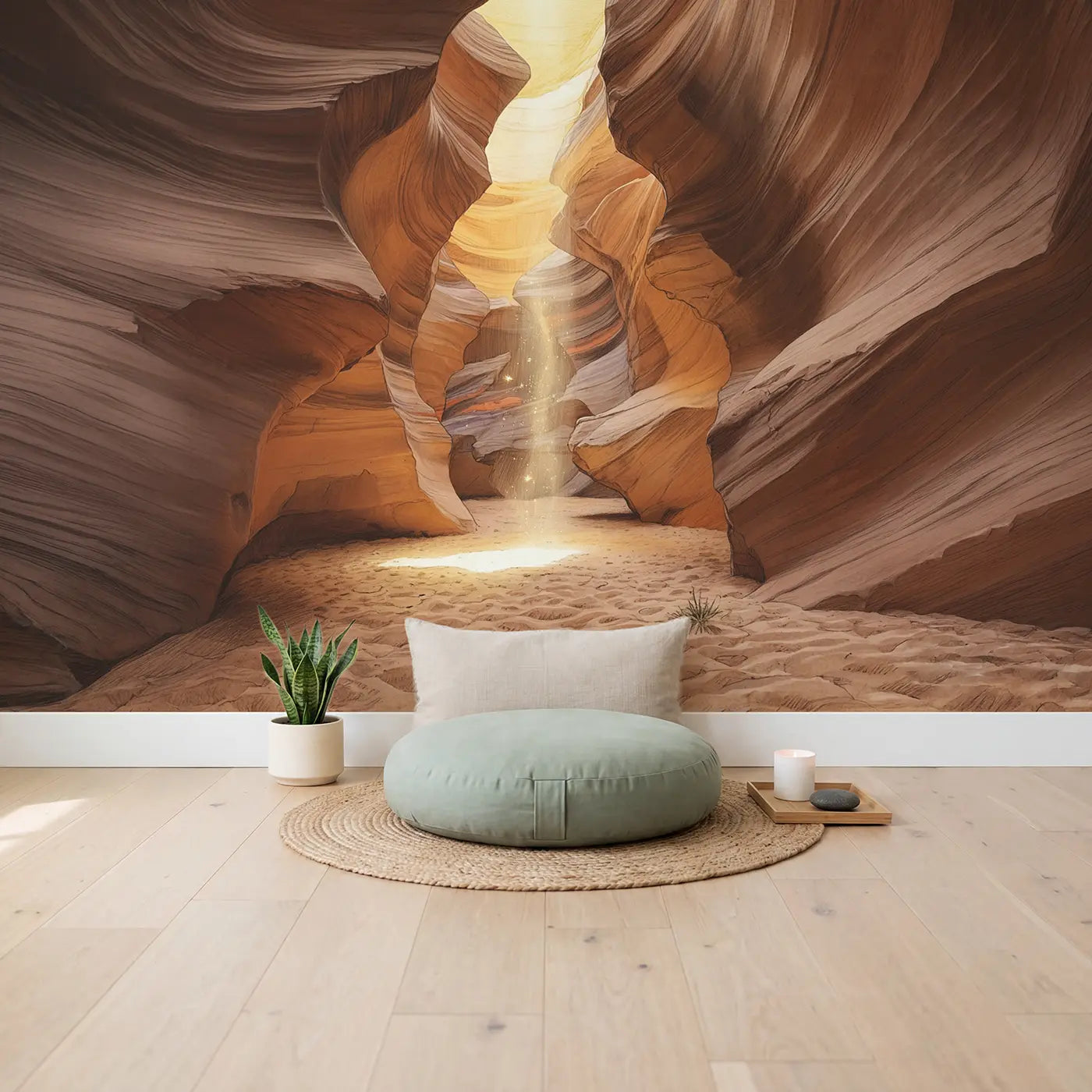Sunbeam Slot Canyon Wallpaper Mural in playroom setting by Whimsy Tots