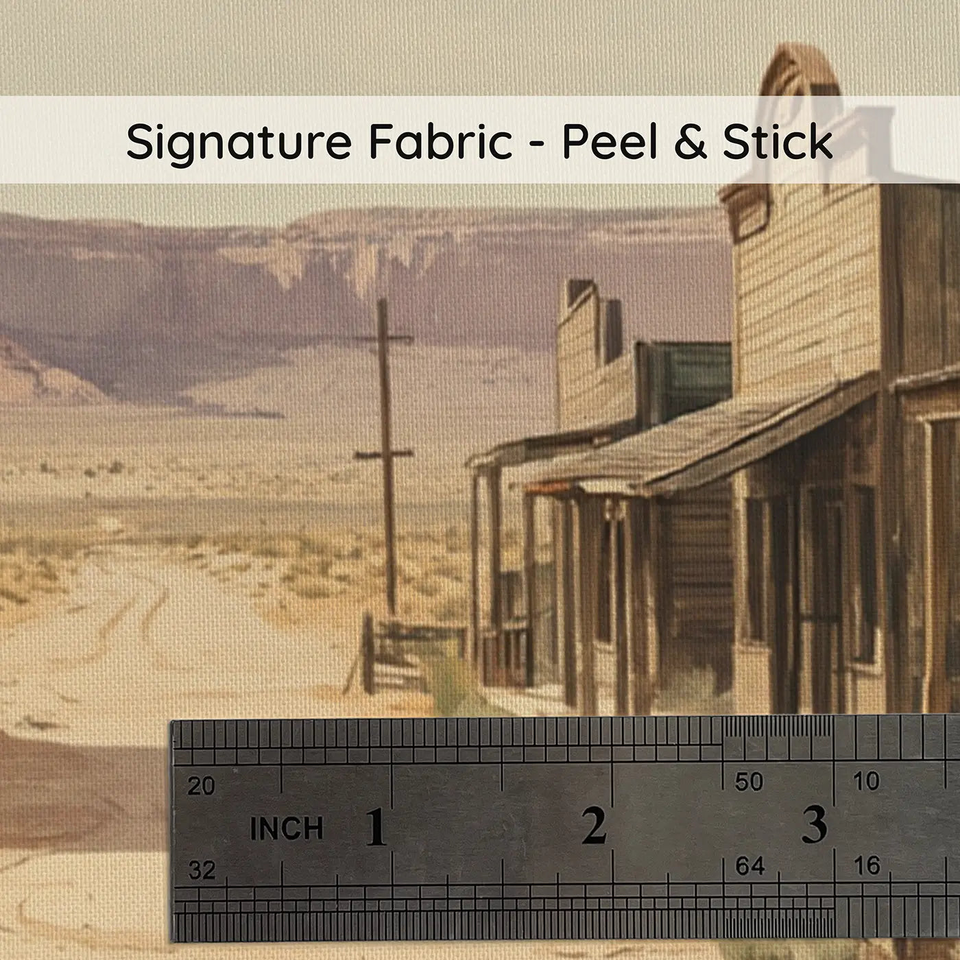 Fabric texture close-up of Desert Ghost Town Wallpaper Mural by Whimsy Tots