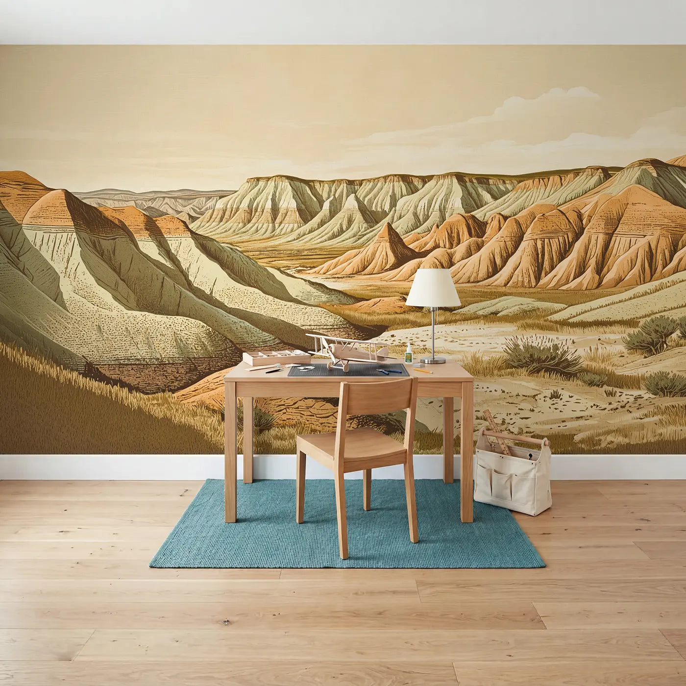 Badlands Erosion Landscape Wallpaper Mural in playroom setting by Whimsy Tots
