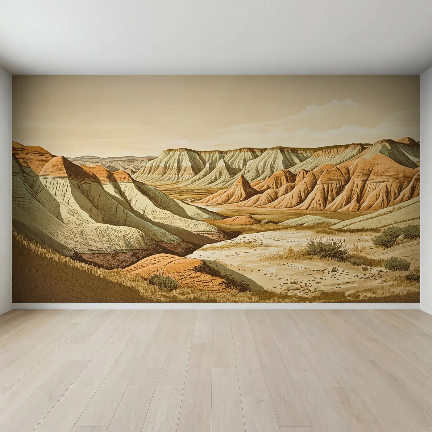 Full view of Badlands Erosion Landscape Wallpaper Mural by Whimsy Tots