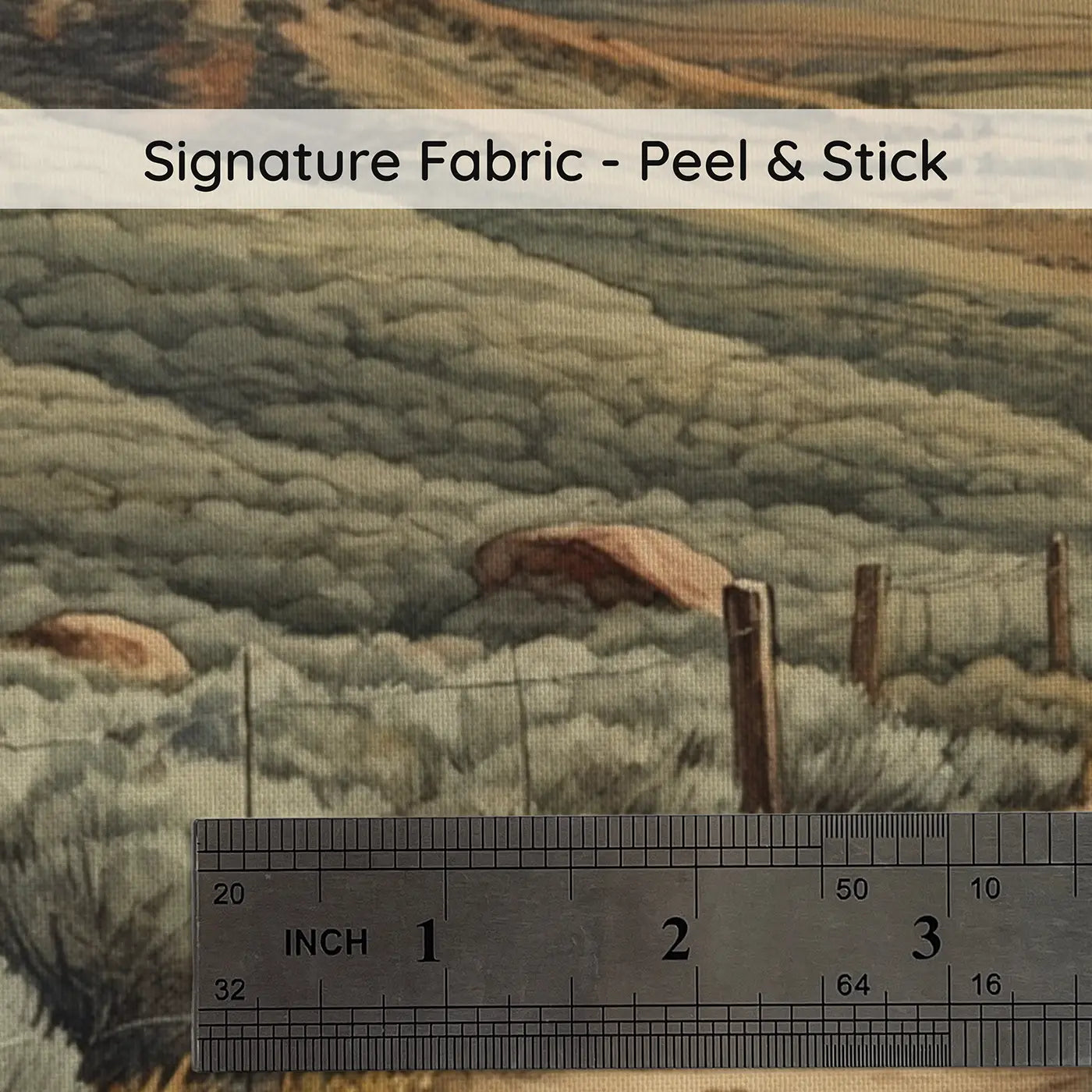 Fabric texture close-up of Cowboy Trail Sagebrush Hills Wallpaper Mural by Whimsy Tots