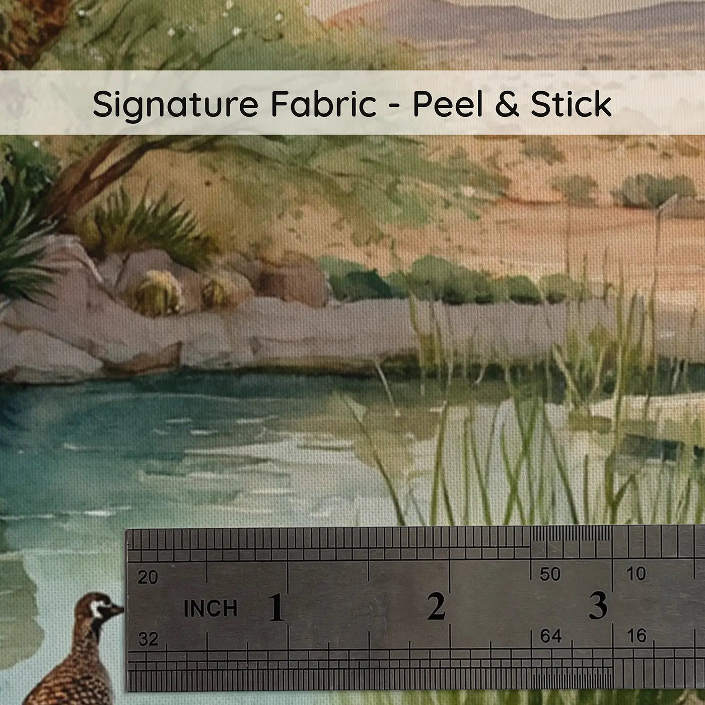 Fabric texture close-up of Desert Oasis Wildlife Wallpaper Mural by Whimsy Tots