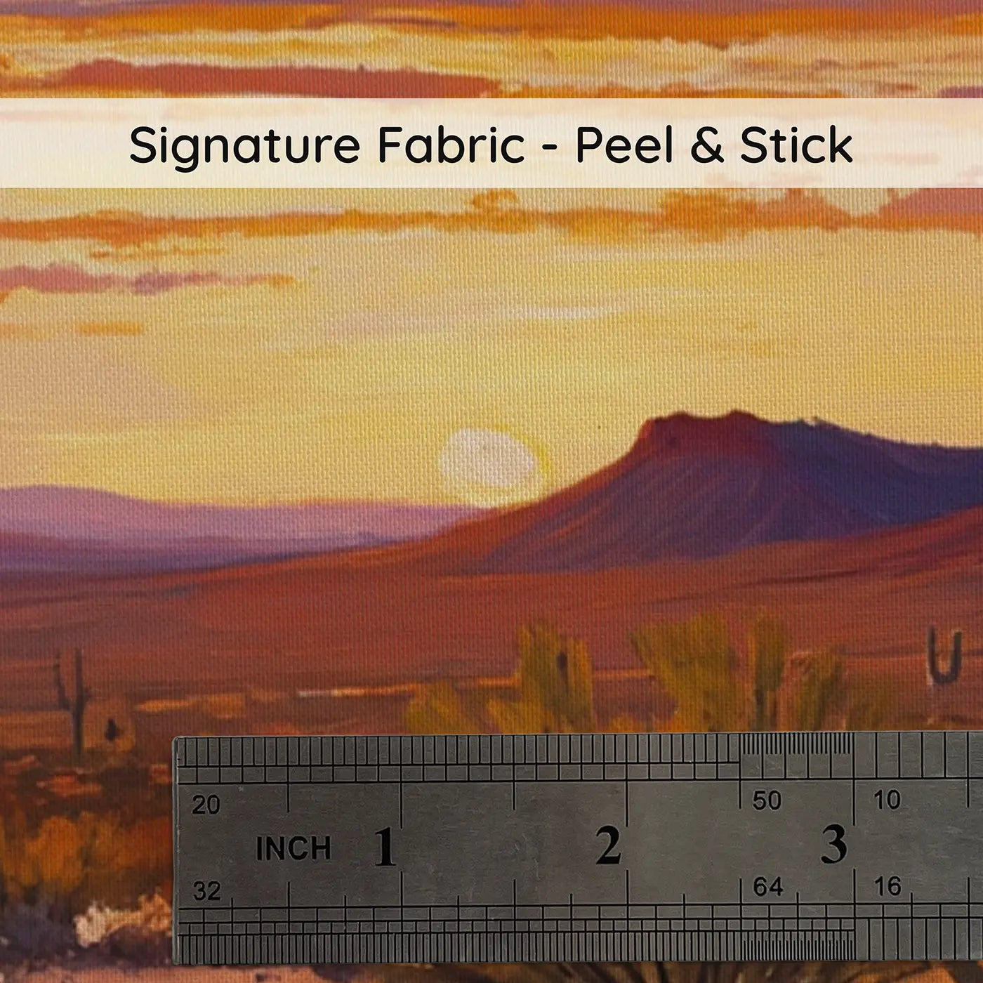 Fabric texture close-up of Desert Sunset Fire and Purple Wallpaper Mural by Whimsy Tots