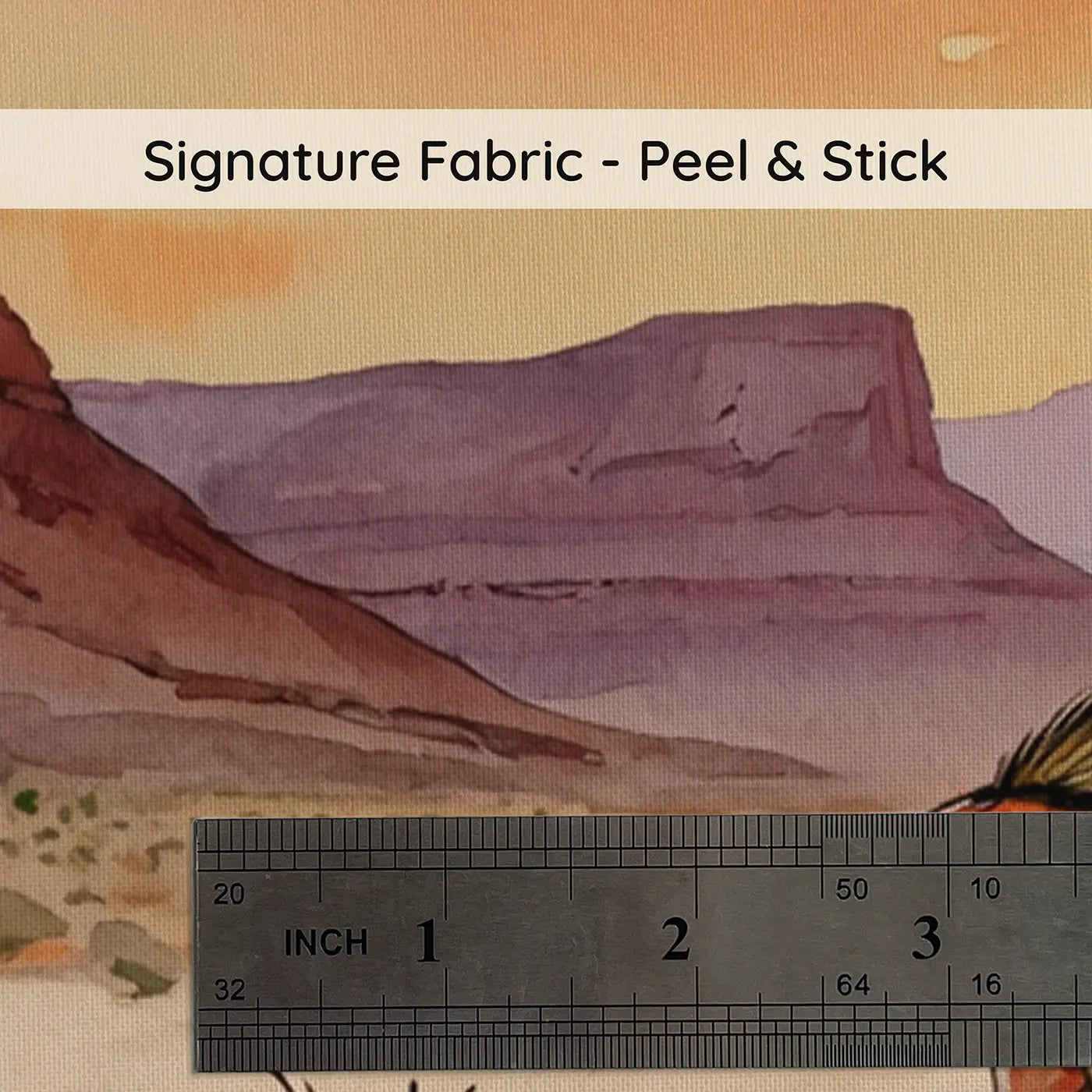 Fabric texture close-up of Desert Coyote and Roadrunner Wallpaper Mural by Whimsy Tots