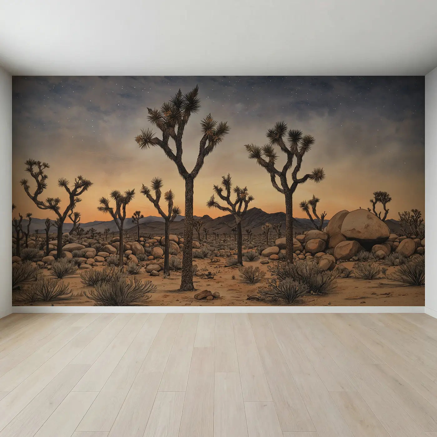 Full view of Joshua Tree Twilight Wallpaper Mural by Whimsy Tots
