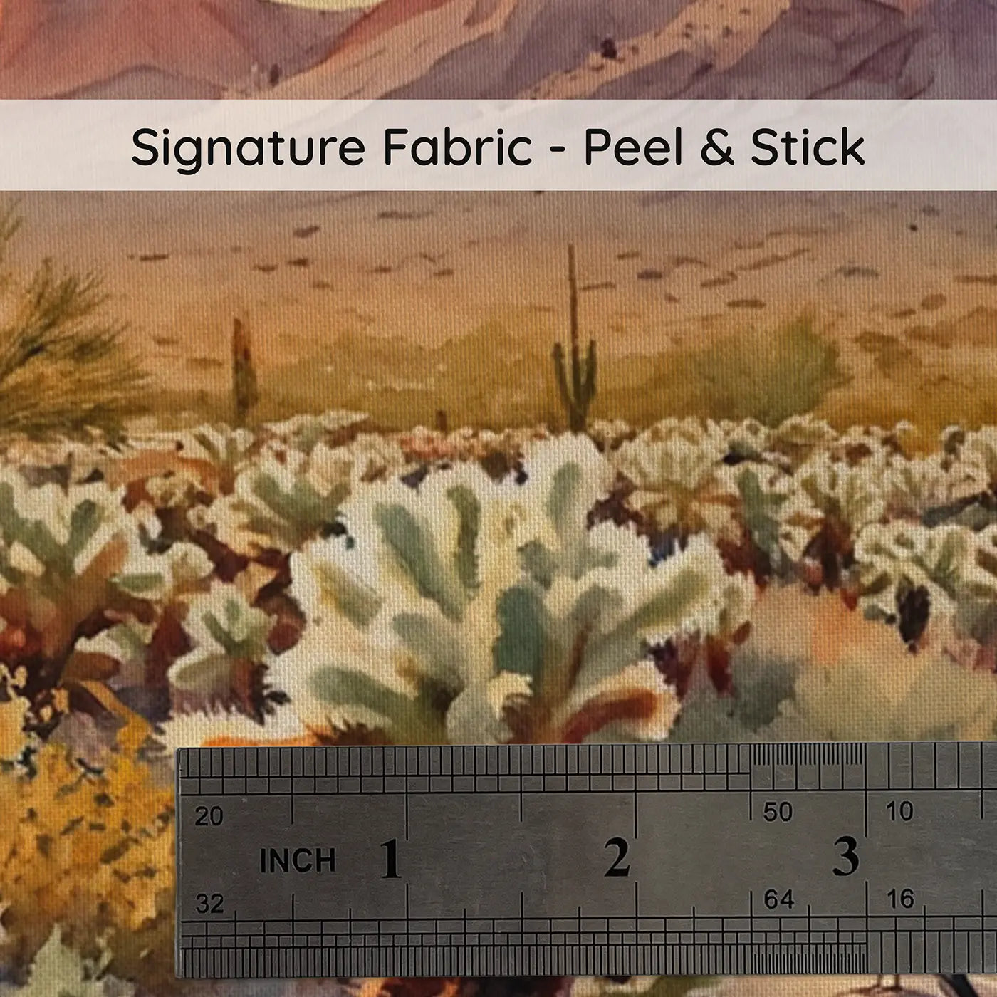 Fabric texture close-up of Cholla Cactus Garden Sunset Wallpaper Mural by Whimsy Tots