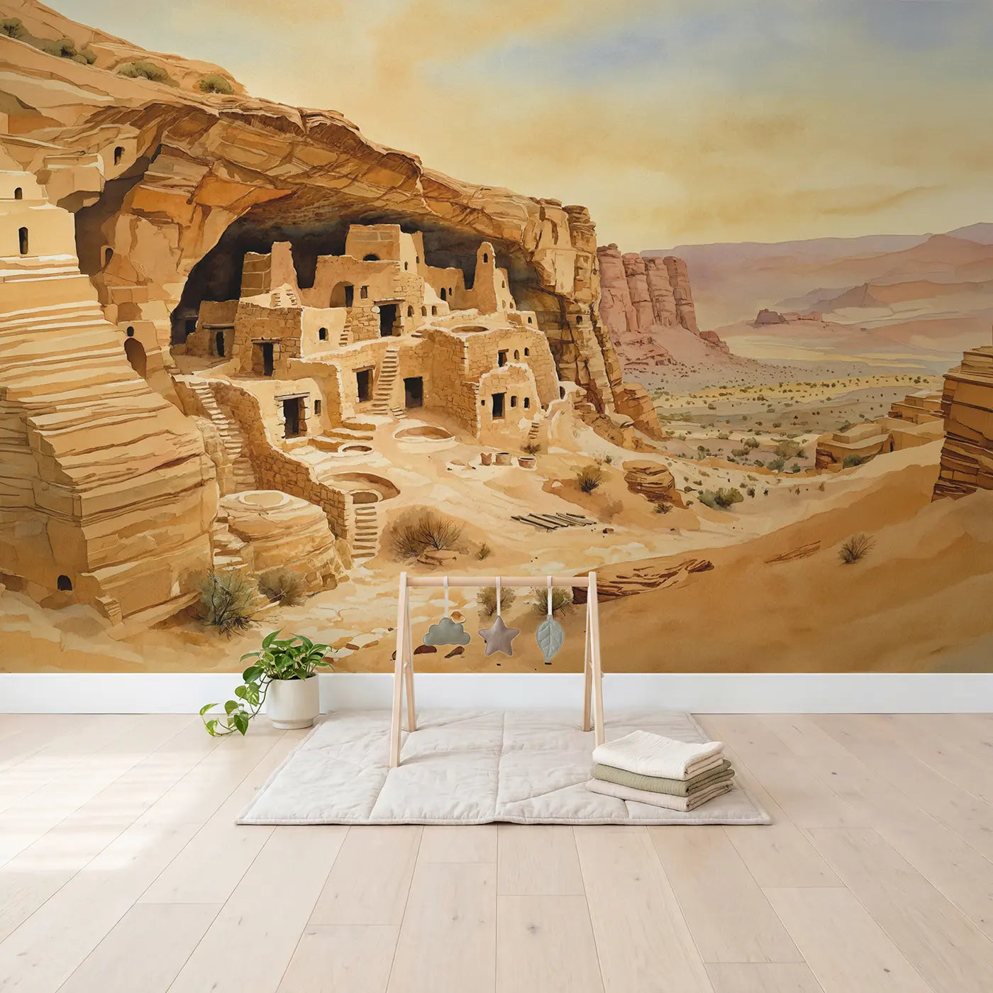 Mesa Verde Cliff Dwelling Wallpaper Mural in playroom setting by Whimsy Tots