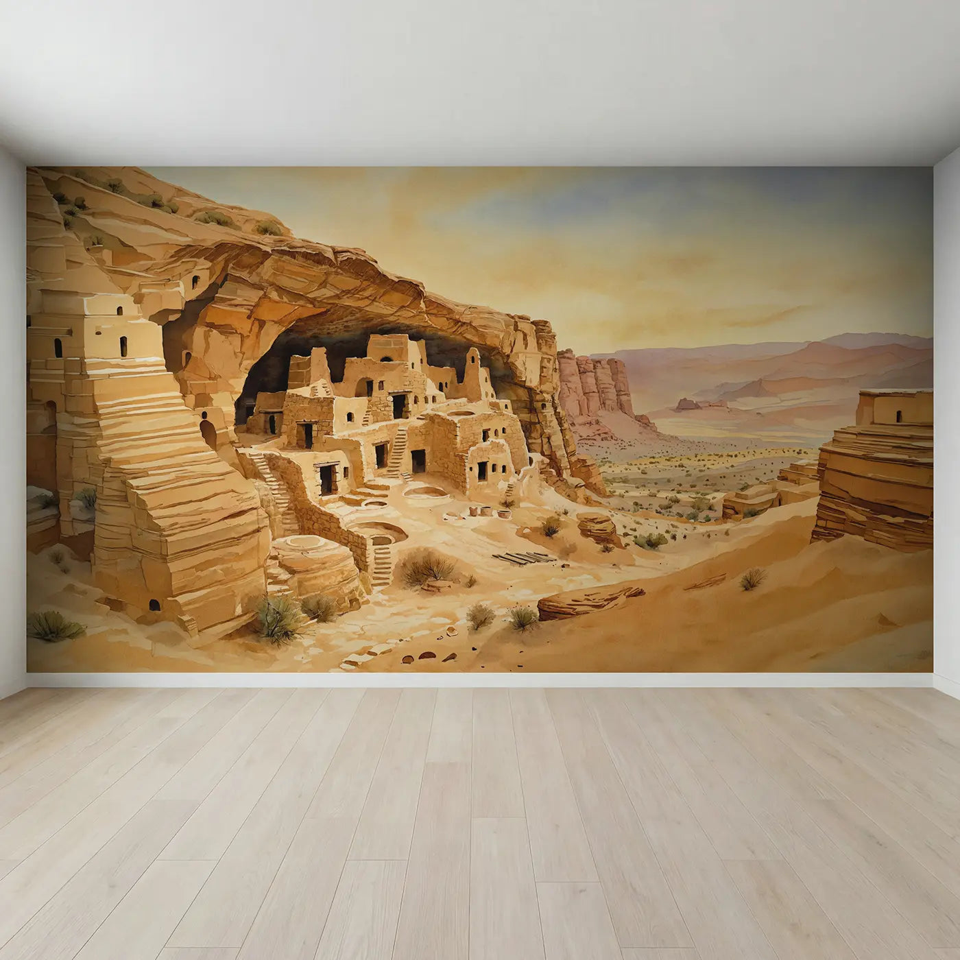 Full view of Mesa Verde Cliff Dwelling Wallpaper Mural by Whimsy Tots