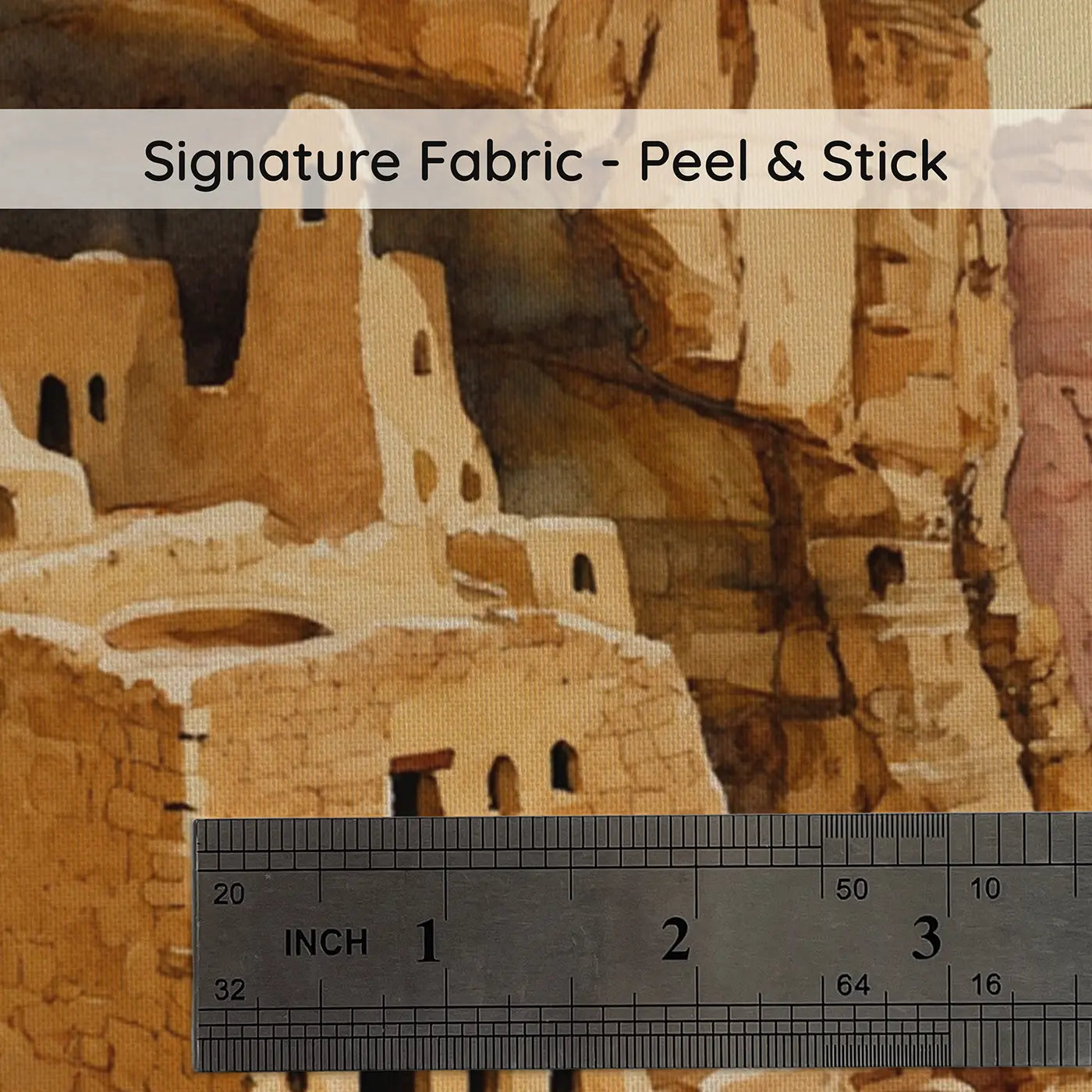 Fabric texture close-up of Mesa Verde Cliff Dwelling Wallpaper Mural by Whimsy Tots