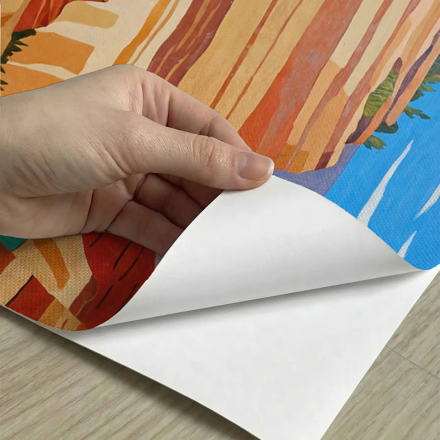 Peel-and-stick detail of Desert Canyon River Rafting Wallpaper Mural by Whimsy Tots