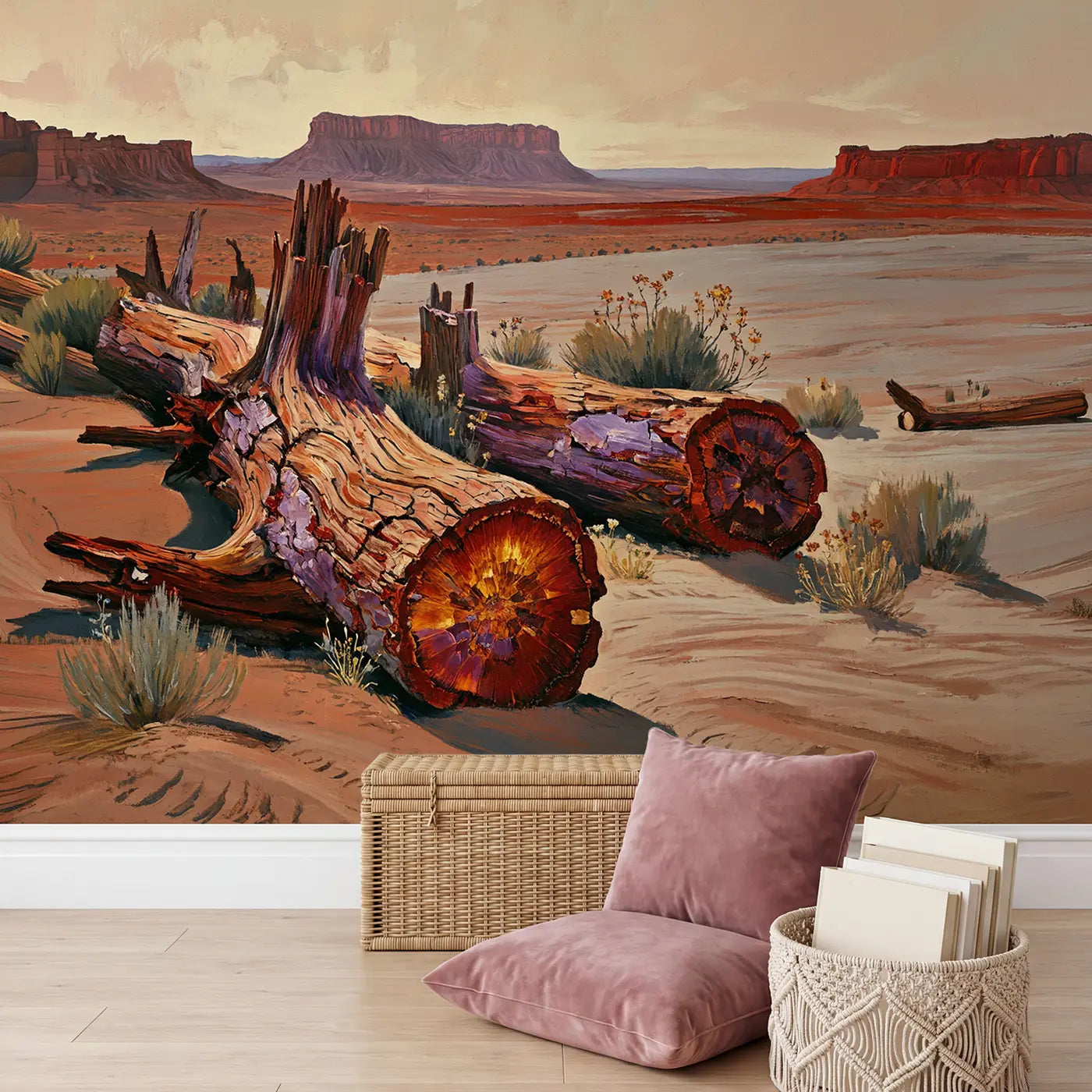 Petrified Forest Ancient Wallpaper Mural in playroom setting by Whimsy Tots