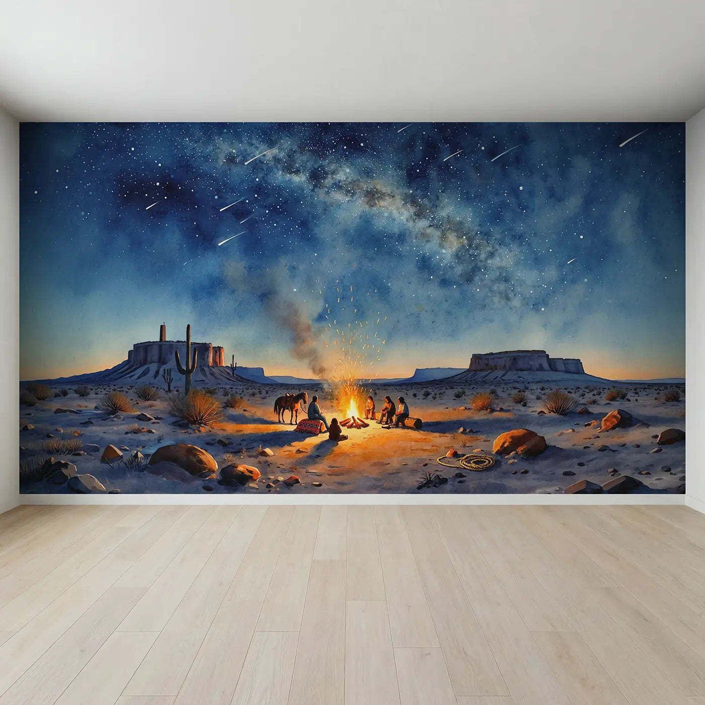 Full view of Desert Campfire Stories Wallpaper Mural by Whimsy Tots