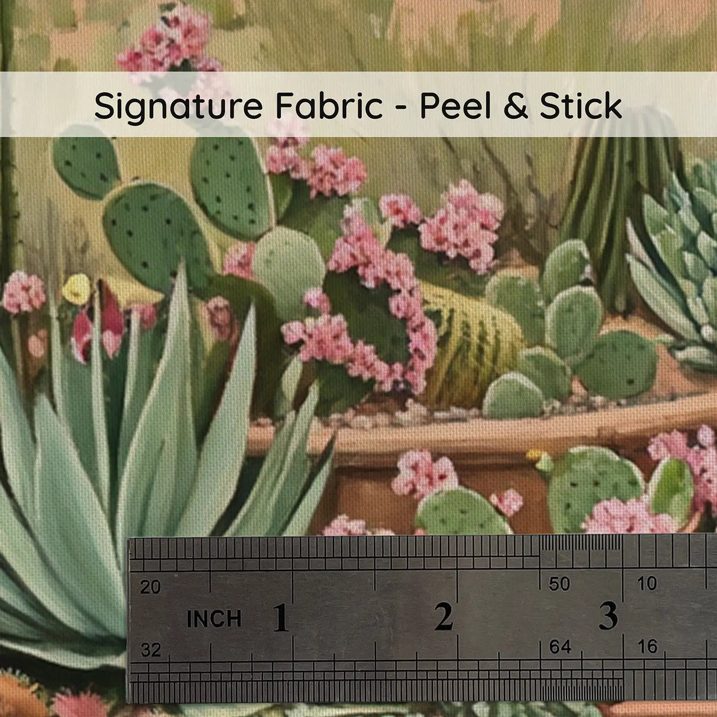 Fabric texture close-up of Desert Cactus Garden Collection Wallpaper Mural by Whimsy Tots