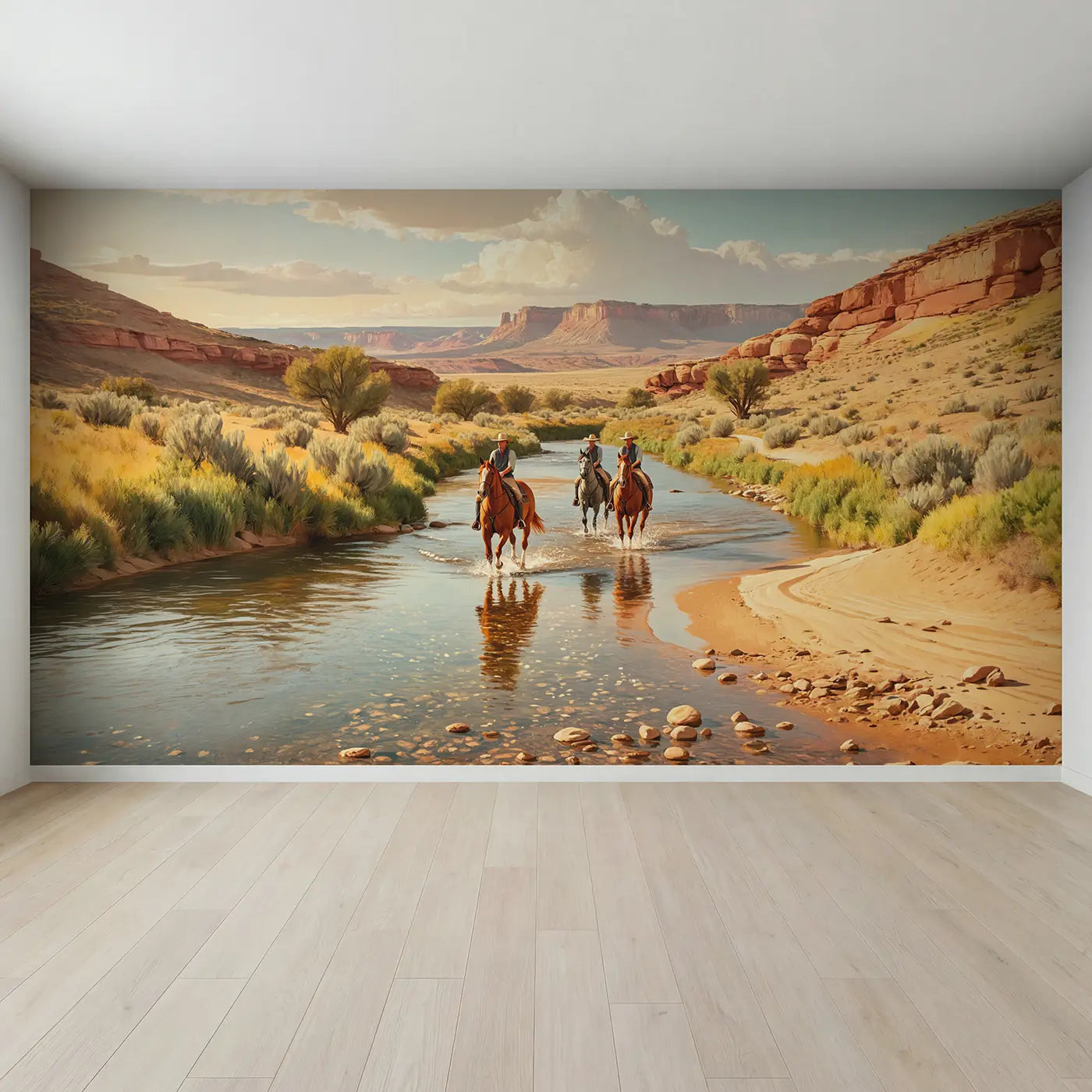 Full view of Desert River Crossing Wallpaper Mural by Whimsy Tots