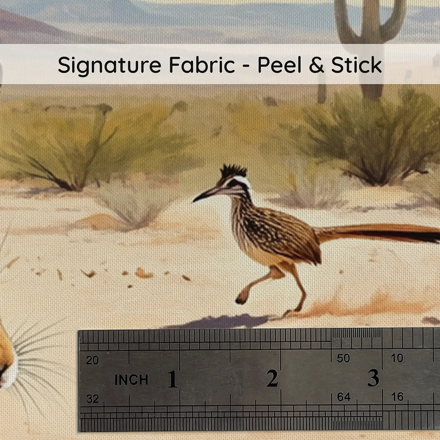 Fabric texture close-up of Desert Jackrabbit Prickly Pear Wallpaper Mural by Whimsy Tots