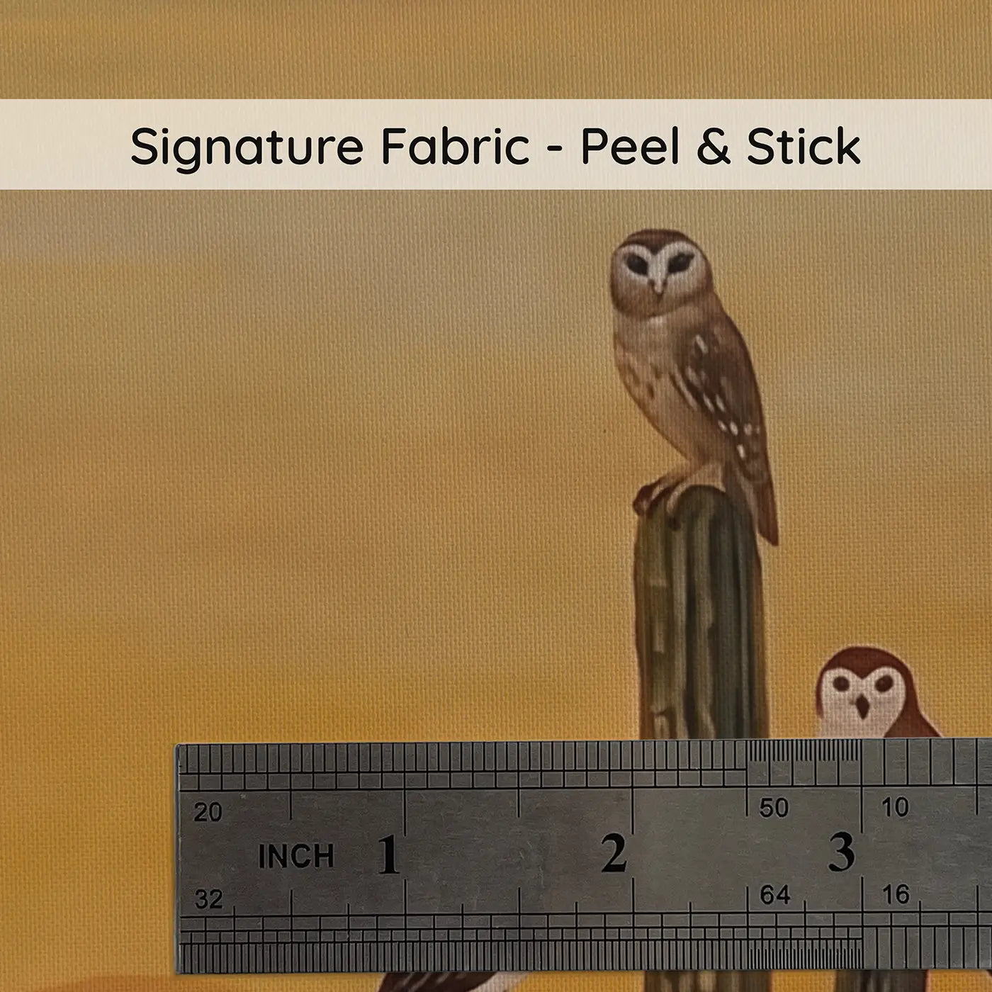 Fabric texture close-up of Owl Hawk Perched Different Wallpaper Mural by Whimsy Tots