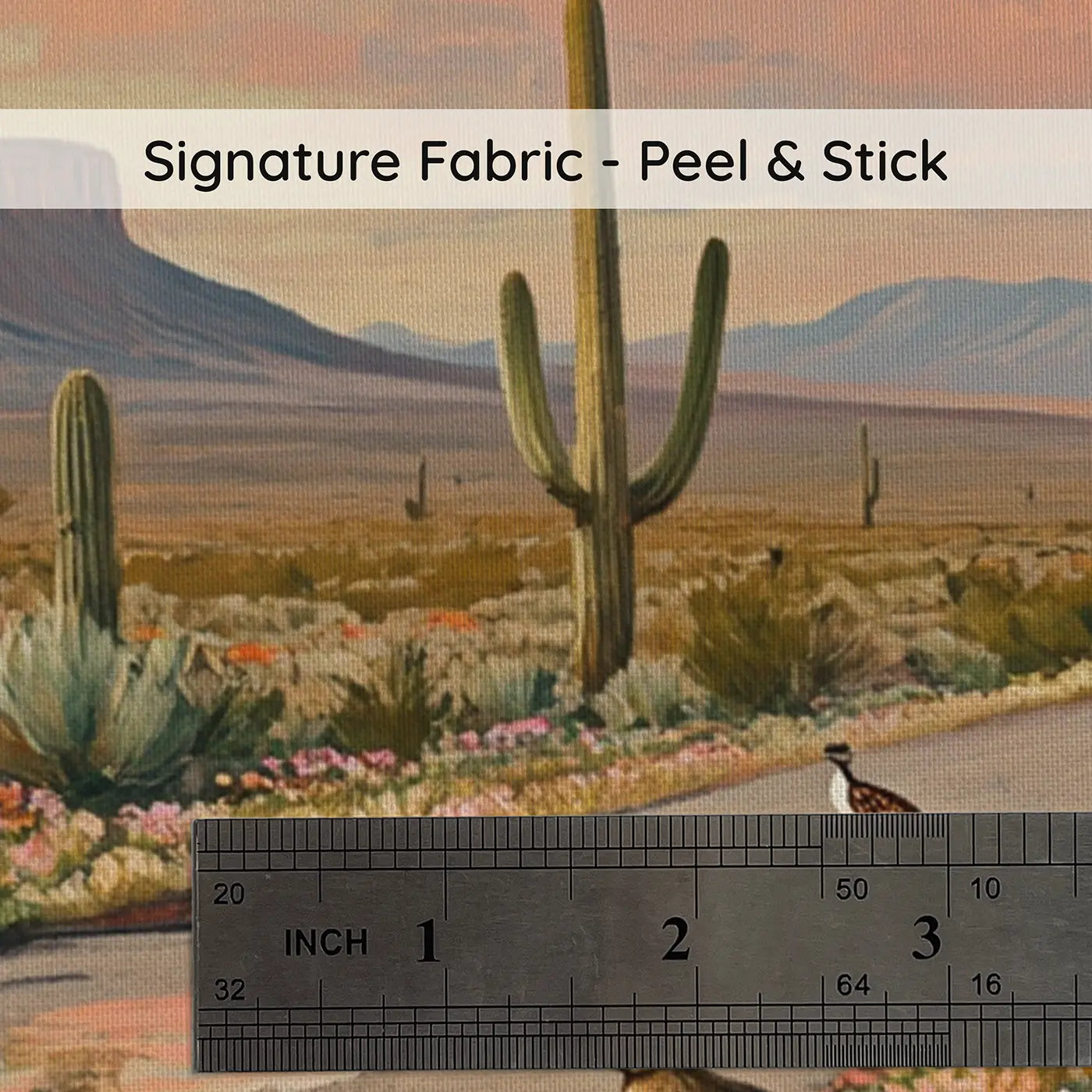 Fabric texture close-up of Desert Bloom Road Wallpaper Mural by Whimsy Tots