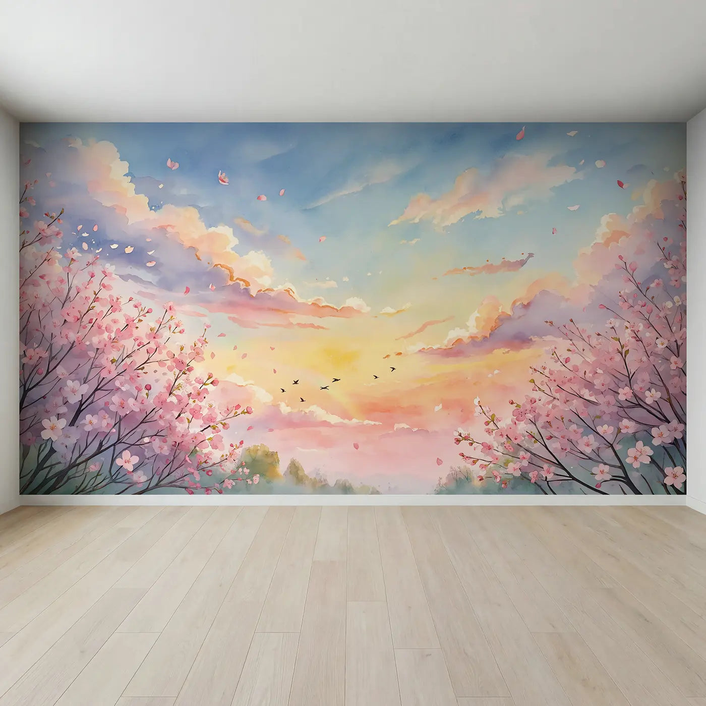 Full view of Spring Sunrise Sky Wallpaper Mural by Whimsy Tots