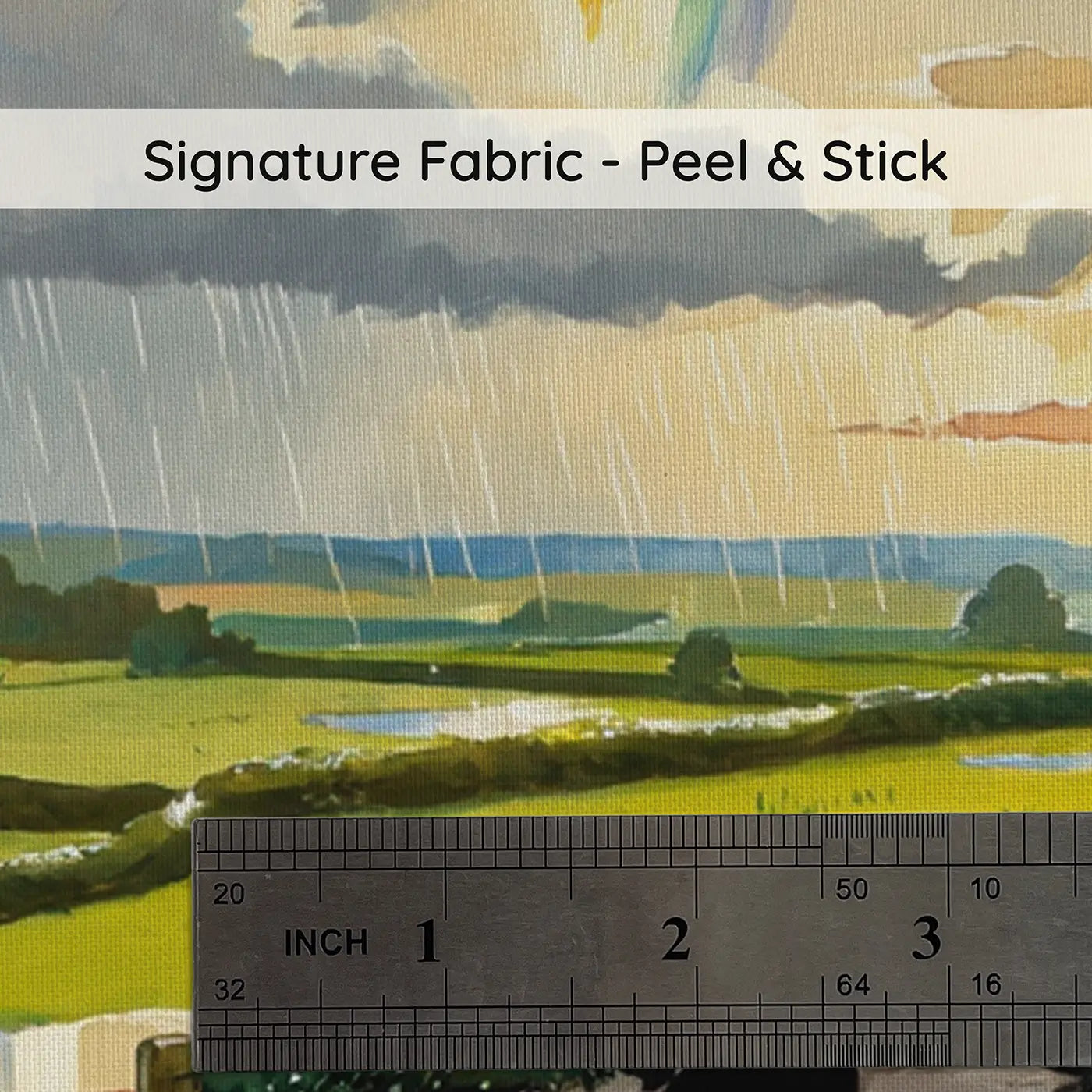 Fabric texture close-up of Spring Rainbow Shower Wallpaper Mural by Whimsy Tots