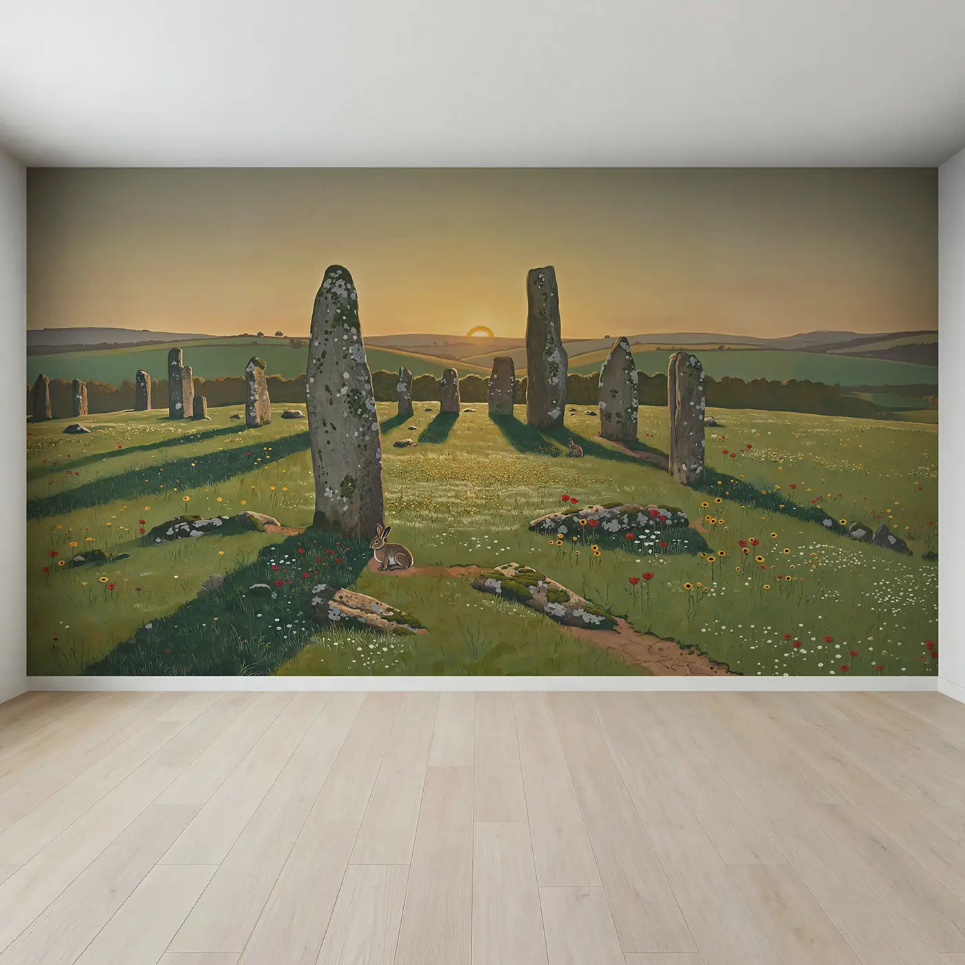 Full view of Solstice Stone Circle Wallpaper Mural by Whimsy Tots