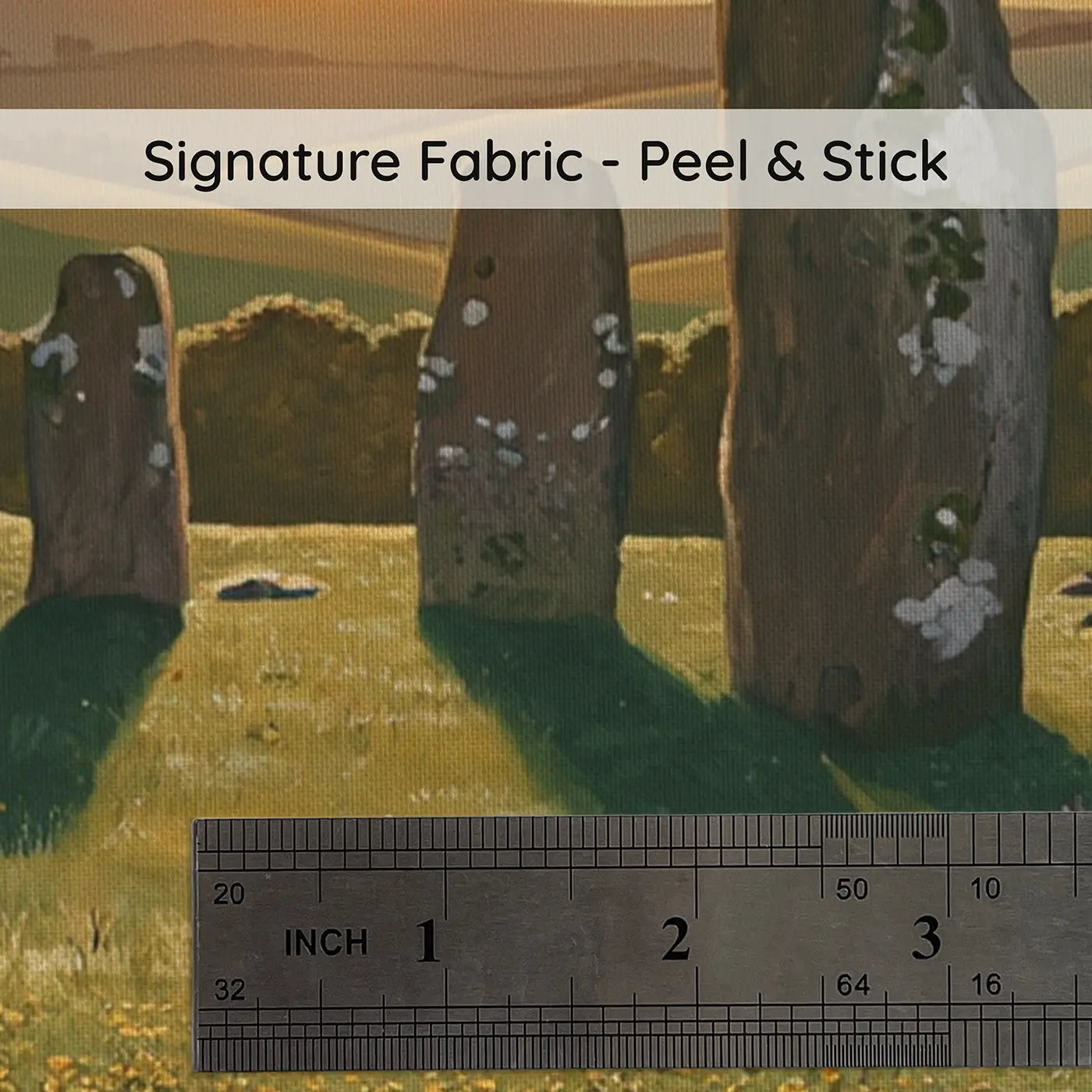 Fabric texture close-up of Solstice Stone Circle Wallpaper Mural by Whimsy Tots