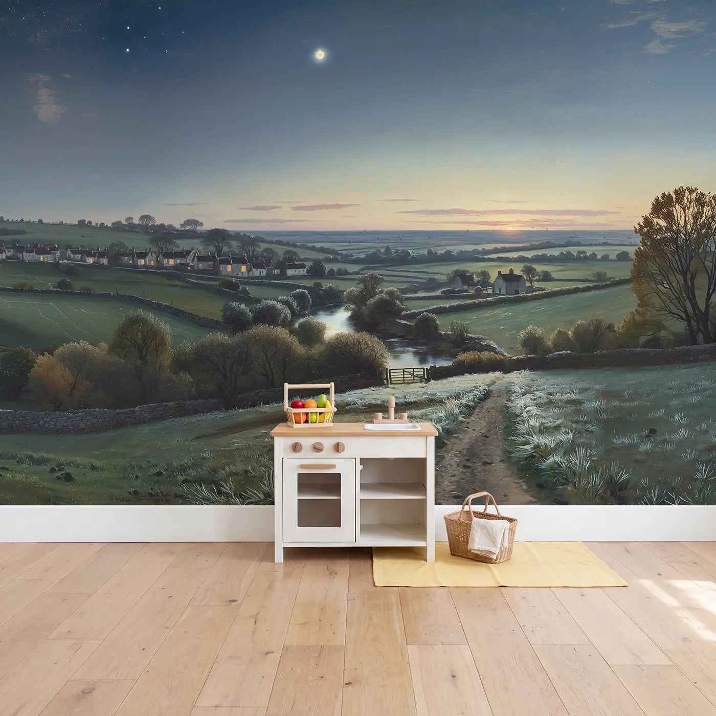 Morning Star Venus Predawn Wallpaper Mural in playroom setting by Whimsy Tots