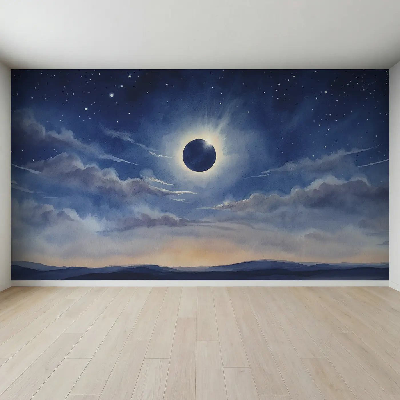 Full view of Diamond Ring Eclipse Wallpaper Mural by Whimsy Tots