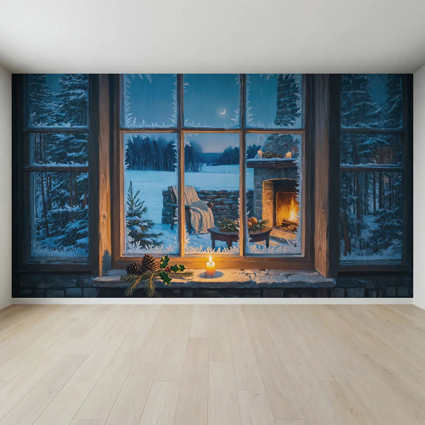 Full view of Winter Solstice First Candle Wallpaper Mural by Whimsy Tots