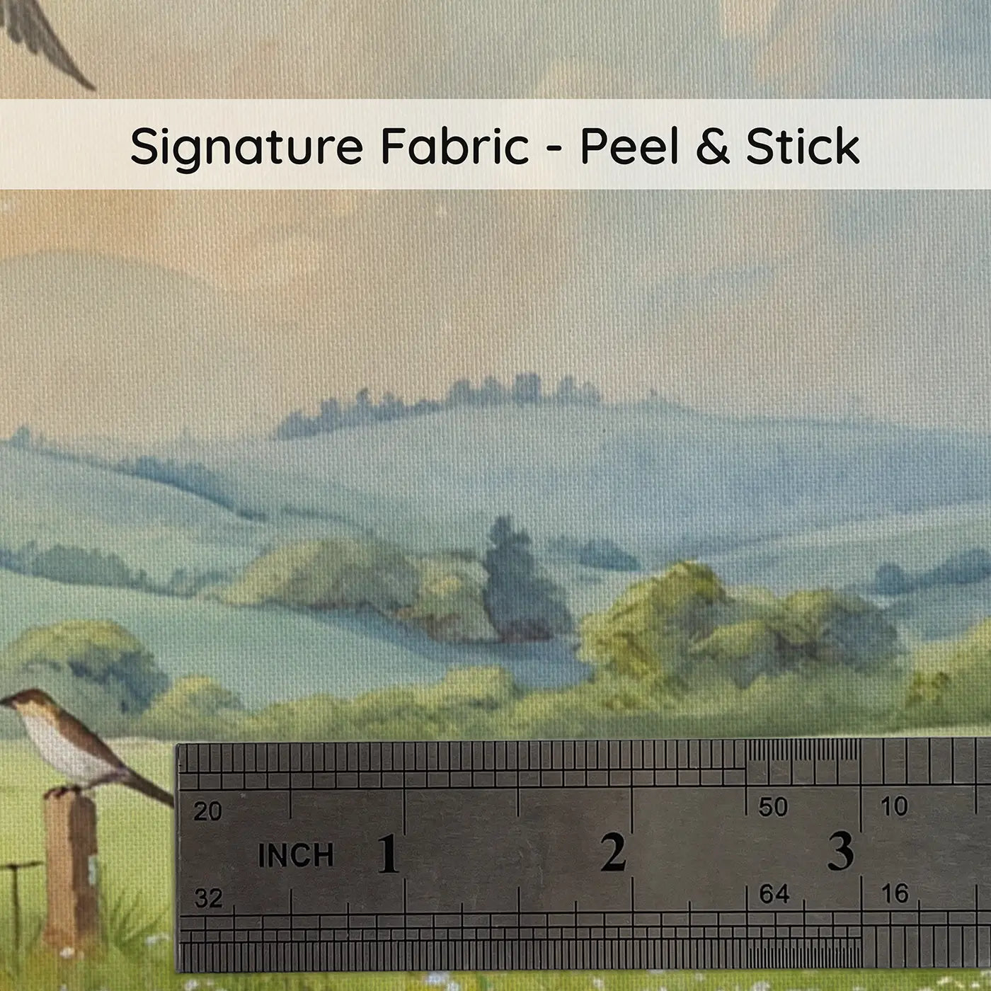 Fabric texture close-up of Spring Migration Meadow Wallpaper Mural by Whimsy Tots