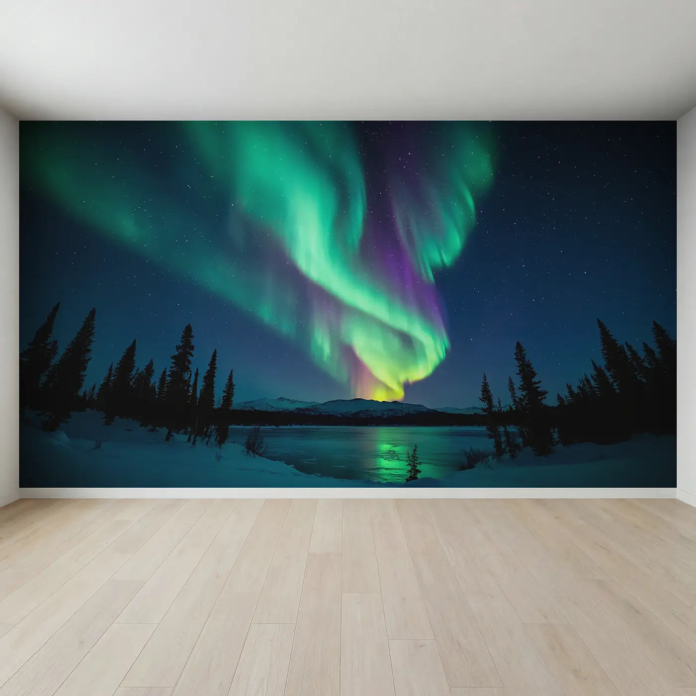Full view of Northern Light Column Wallpaper Mural by Whimsy Tots