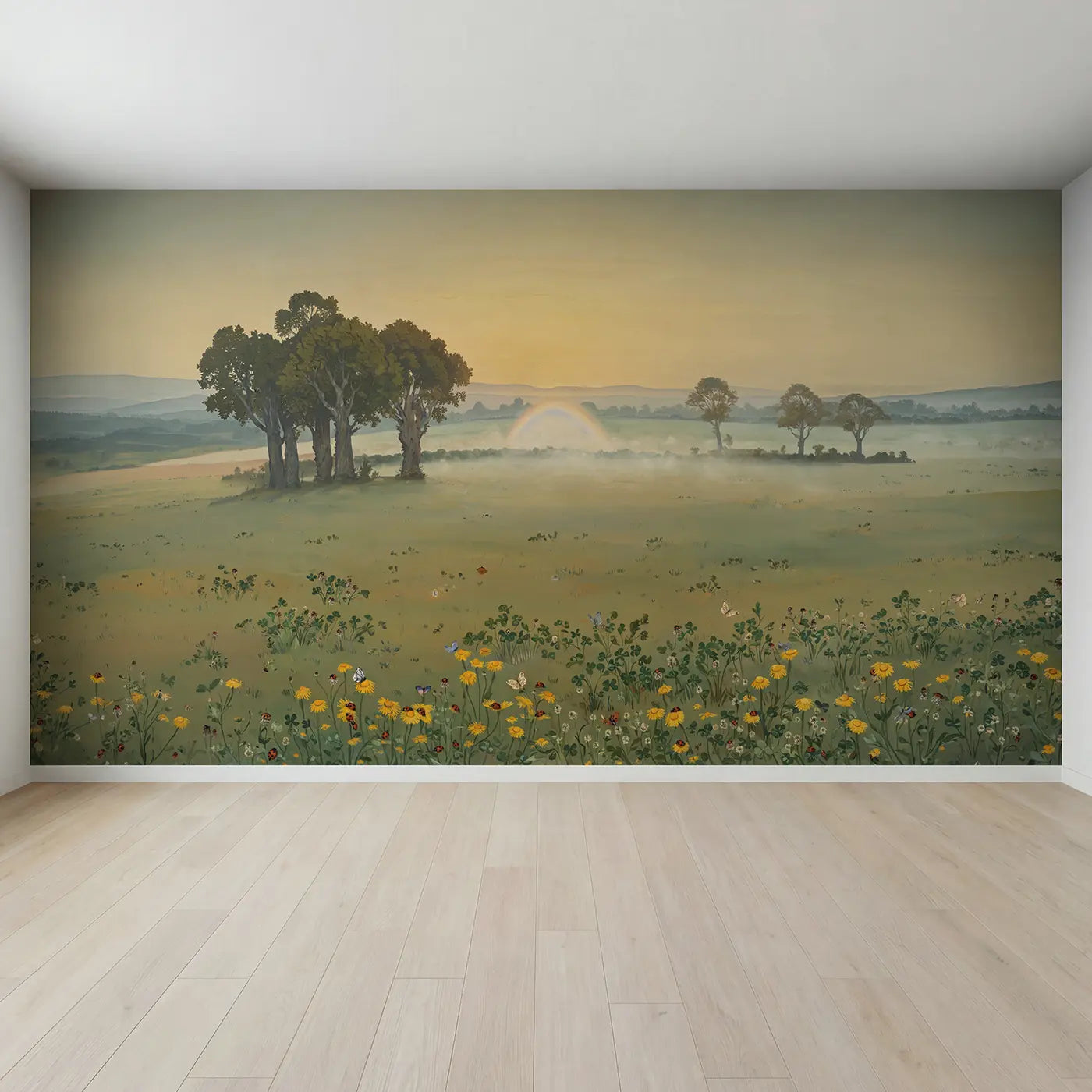Full view of Fog Bow Misty Morning Wallpaper Mural by Whimsy Tots