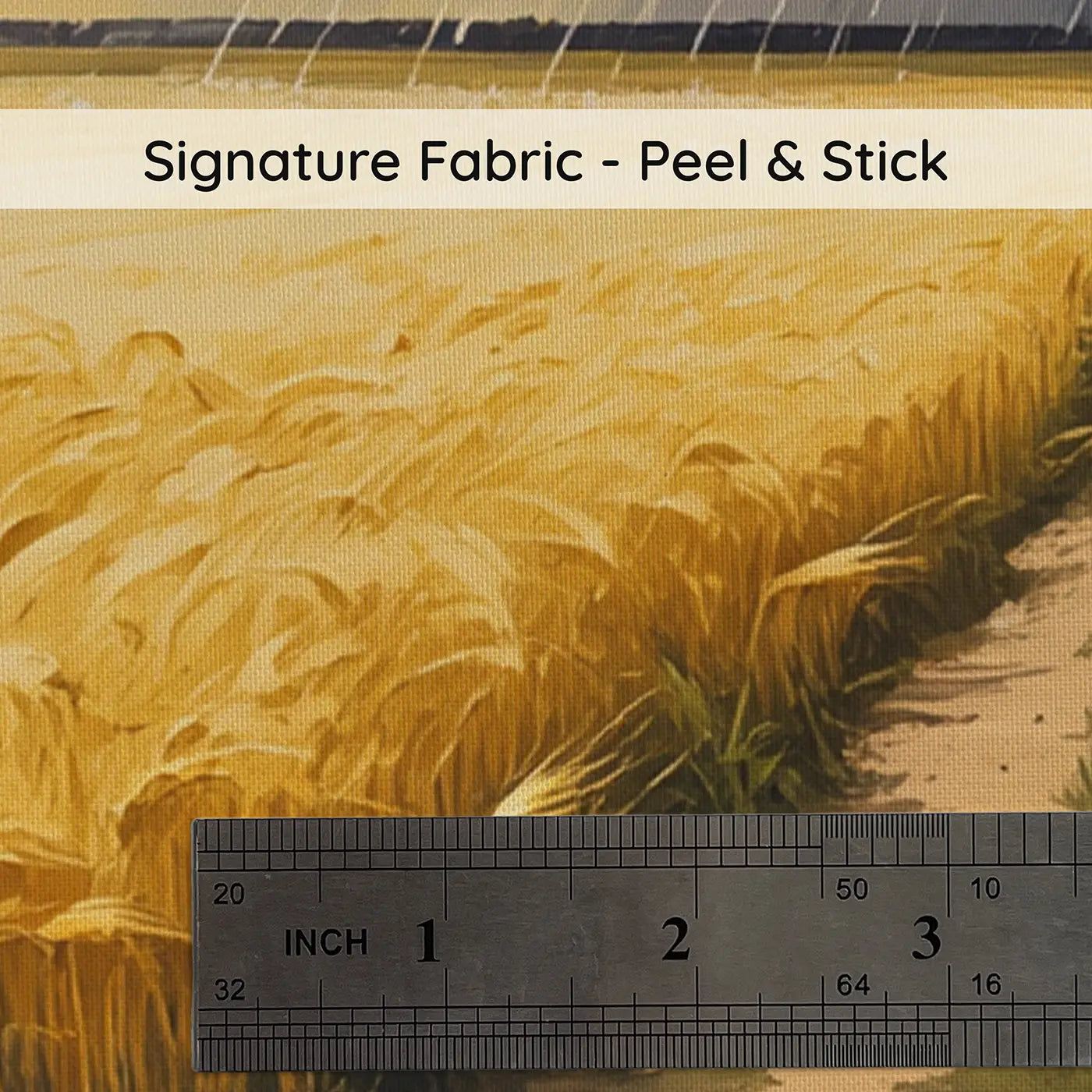 Fabric texture close-up of Summer Thunderstorm Wheat Field Wallpaper Mural by Whimsy Tots