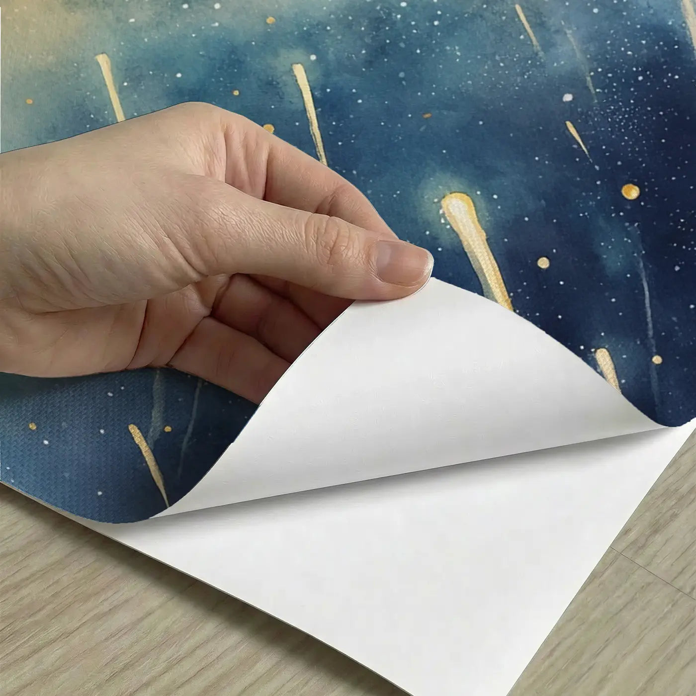 Peel-and-stick detail of Meteor Shower Camping Family Wallpaper Mural by Whimsy Tots