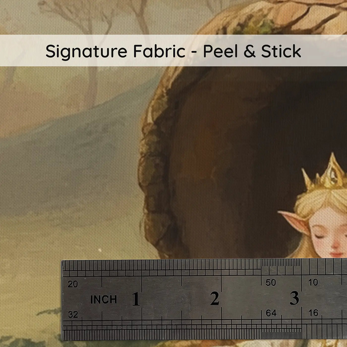 Fabric texture close-up of Fairy Queen Acorn Throne Wallpaper Mural by Whimsy Tots