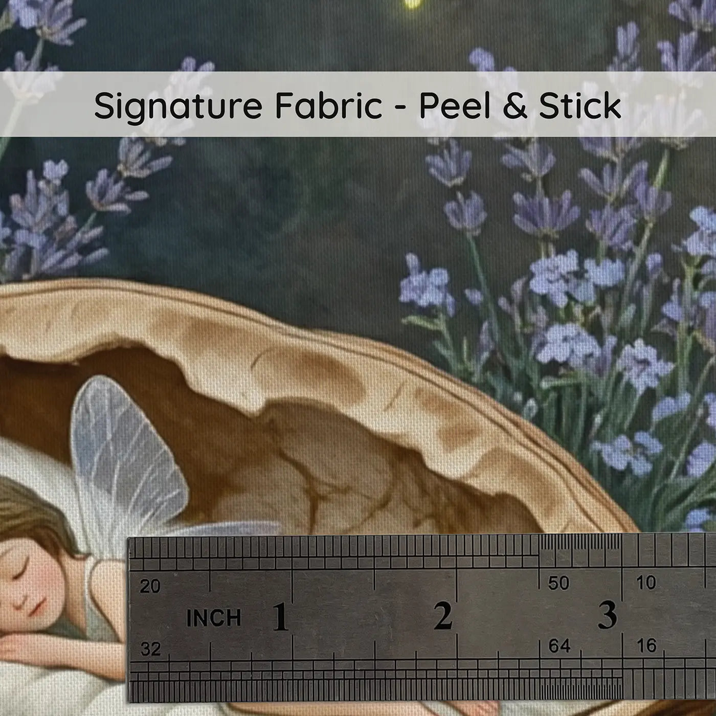 Fabric texture close-up of Sleeping Fairy Walnut Bed Wallpaper Mural by Whimsy Tots