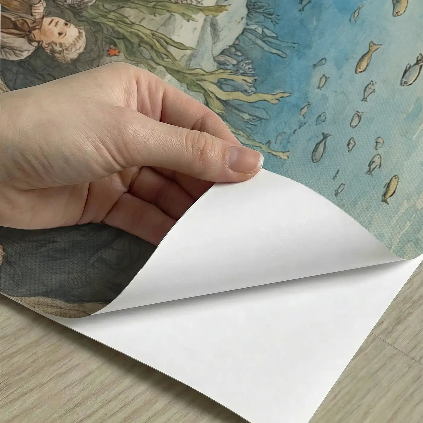 Peel-and-stick detail of Mermaid Council Underwater Cave Wallpaper Mural by Whimsy Tots