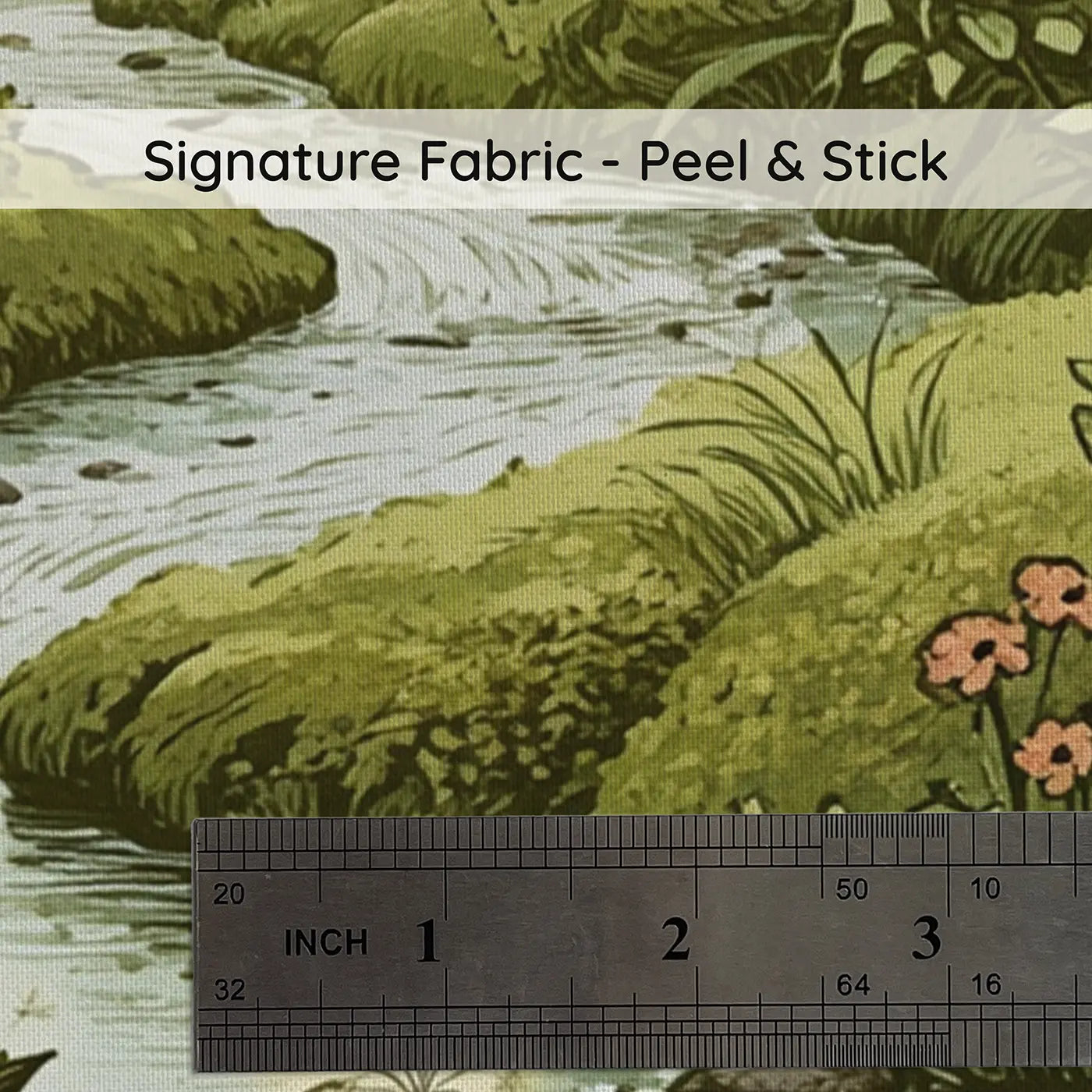 Fabric texture close-up of Fairy Leaf Boat River Wallpaper Mural by Whimsy Tots