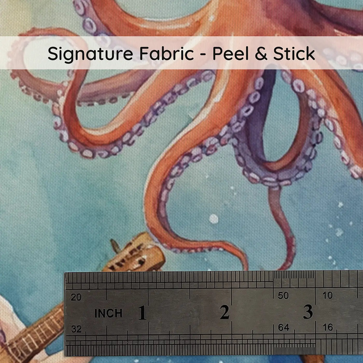 Fabric texture close-up of Mermaid Octopus Playing Instruments Wallpaper Mural by Whimsy Tots