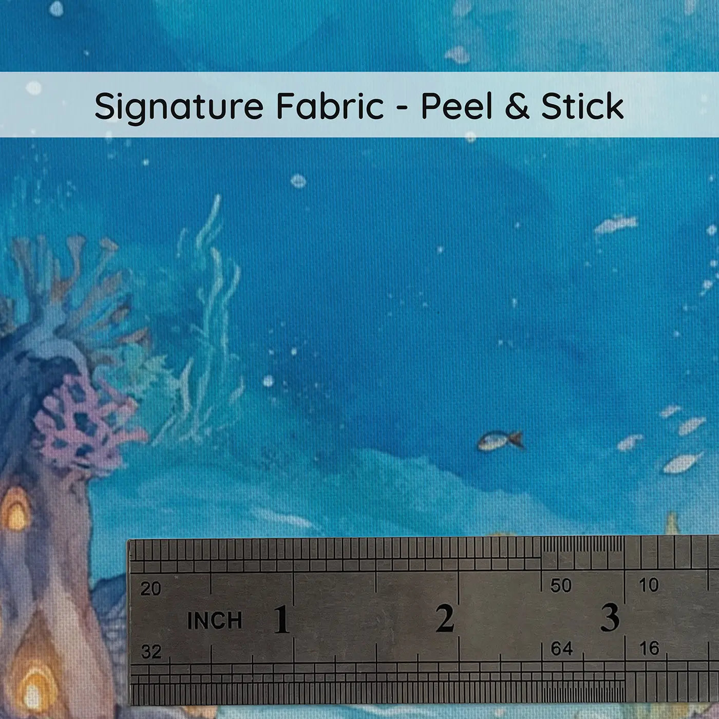 Fabric texture close-up of Underwater Volcano Mermaid Wallpaper Mural by Whimsy Tots