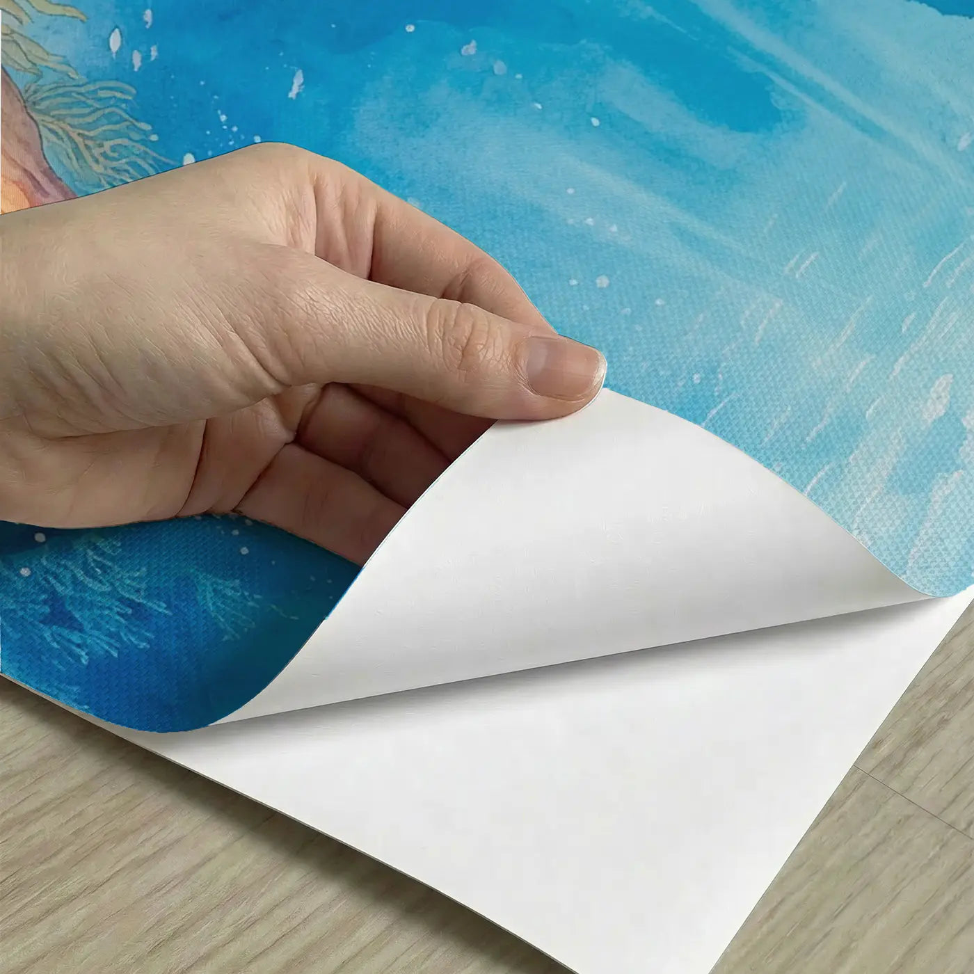 Peel-and-stick detail of Underwater Volcano Mermaid Wallpaper Mural by Whimsy Tots