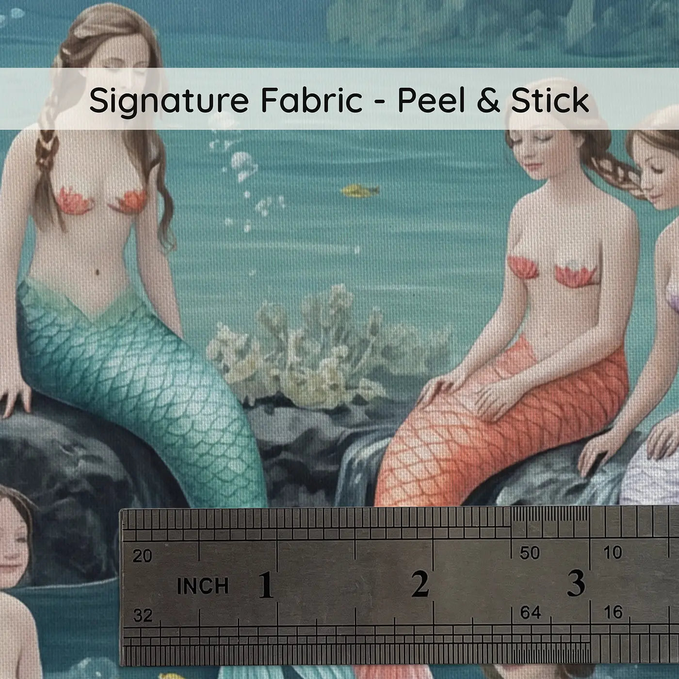 Fabric texture close-up of Mermaid Hot Spring Spa Wallpaper Mural by Whimsy Tots