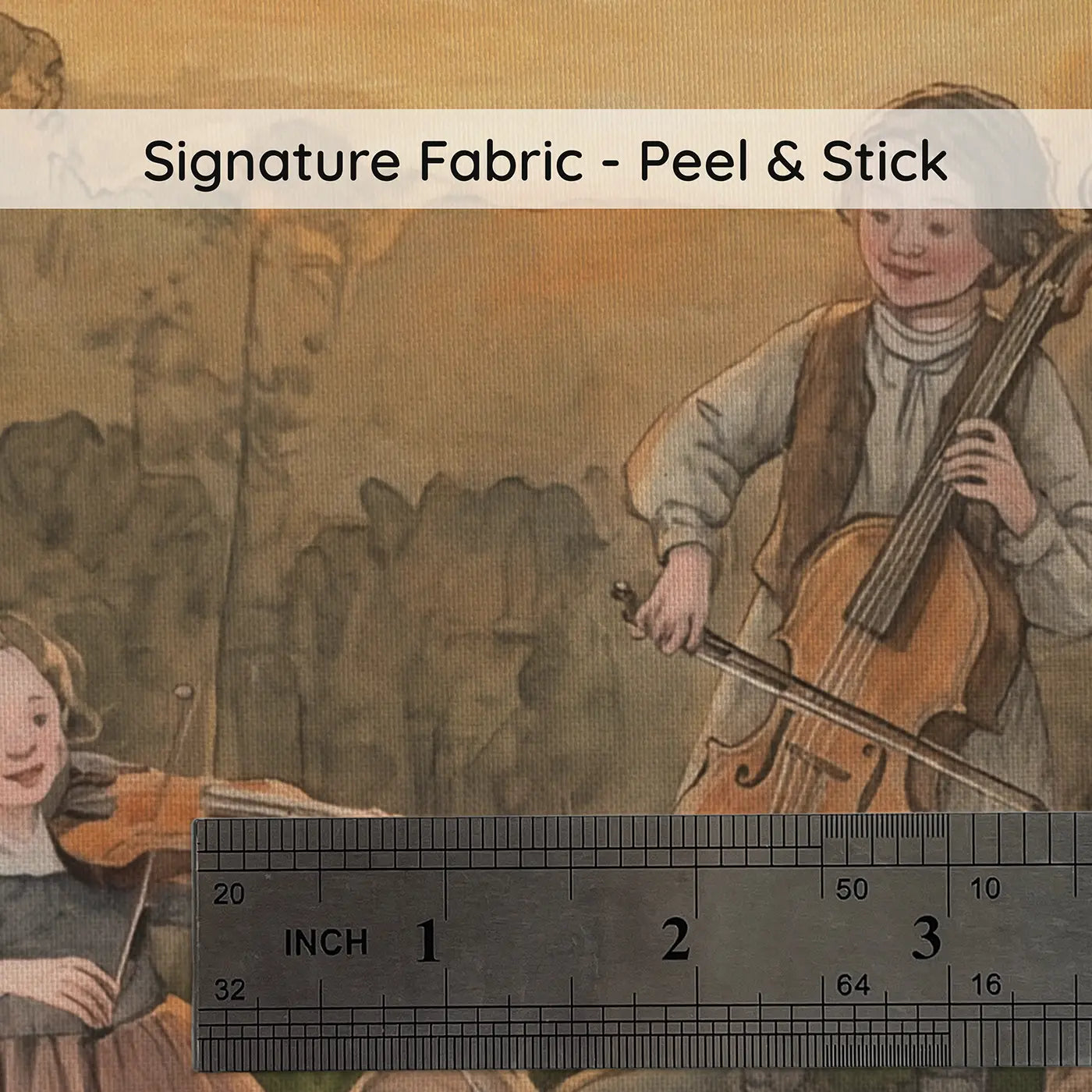 Fabric texture close-up of Fairy Orchestra Practicing Hollow Wallpaper Mural by Whimsy Tots