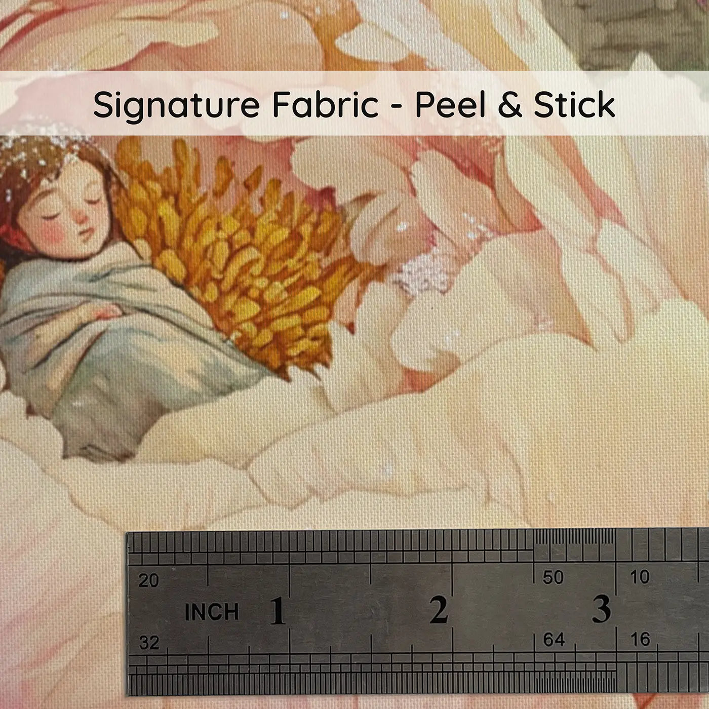 Fabric texture close-up of Sleeping Bud Fairy Wallpaper Mural by Whimsy Tots