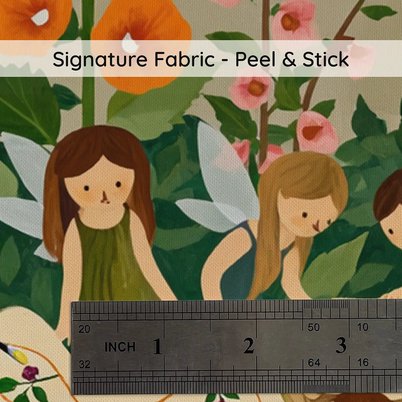 Fabric texture close-up of Fairy Garden Mapmakers Wallpaper Mural by Whimsy Tots