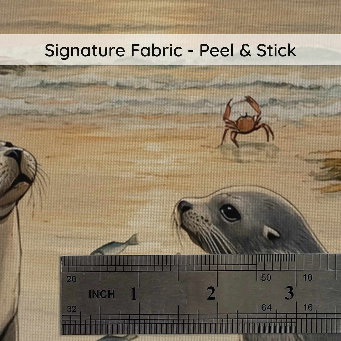 Fabric texture close-up of Mermaid and Selkie Shore Meet Wallpaper Mural by Whimsy Tots
