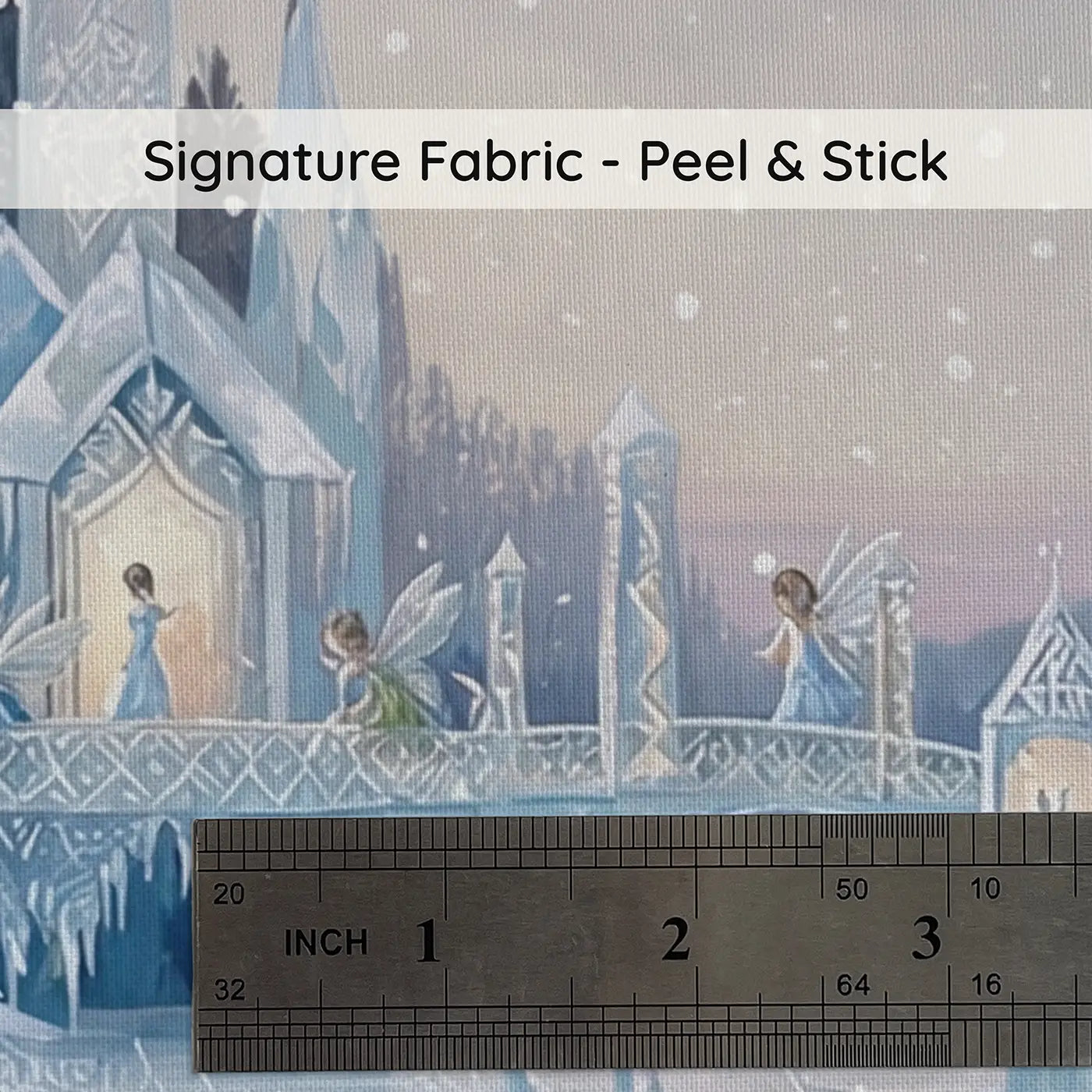 Fabric texture close-up of Fairy Ice Palace Winter Wallpaper Mural by Whimsy Tots