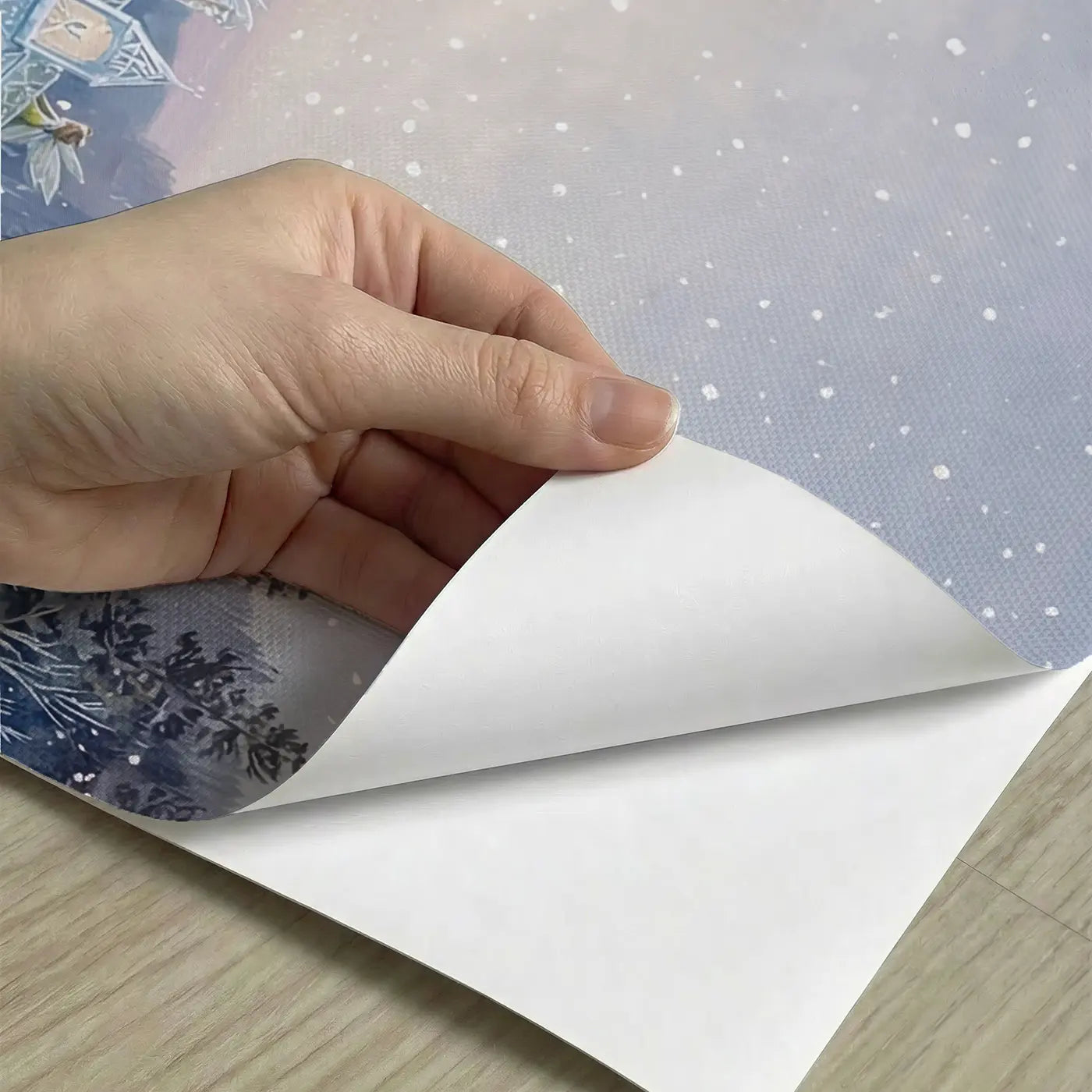 Peel-and-stick detail of Fairy Ice Palace Winter Wallpaper Mural by Whimsy Tots